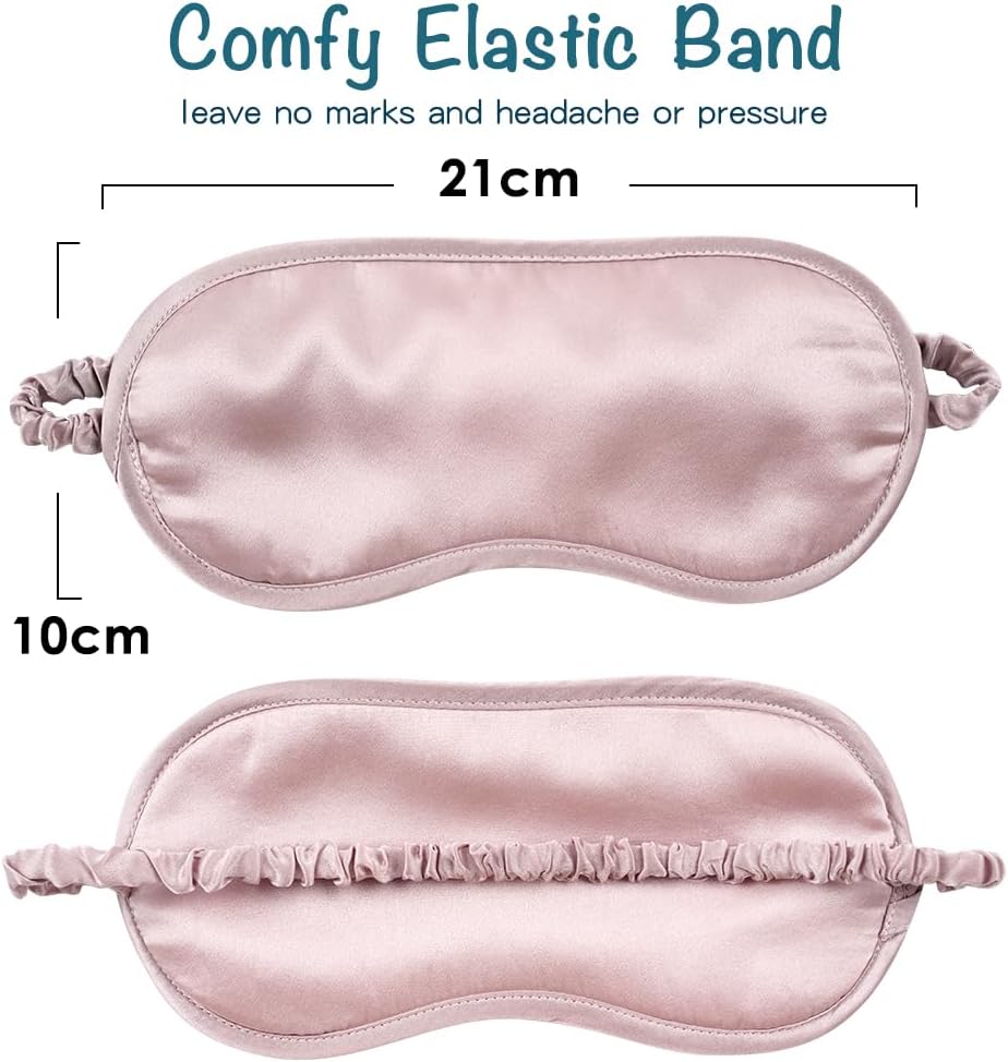 LULUSILK Schlaf-Augenmaske und Augenbinde aus 100 % Seide mit elastischem Band/Kopfbedeckung, super glatte Augenmaske für den ganzen Nachtschlaf, Reisen, Nickerchen (Pink) – Bild 6