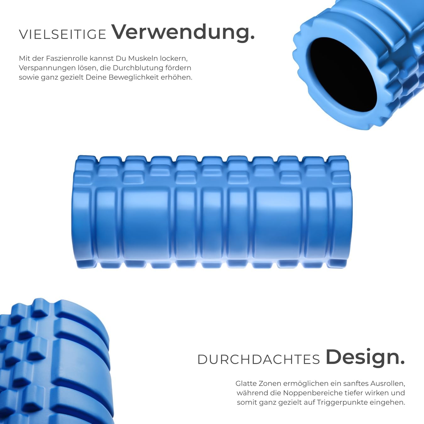 TecTake Schaumstoffrolle für Tiefengewebsmuskulatur und myofasziale Massage | Für Fitness, Yoga und Pilates – verschiedene Farben – (Blau | Nr. 402843) – Bild 3