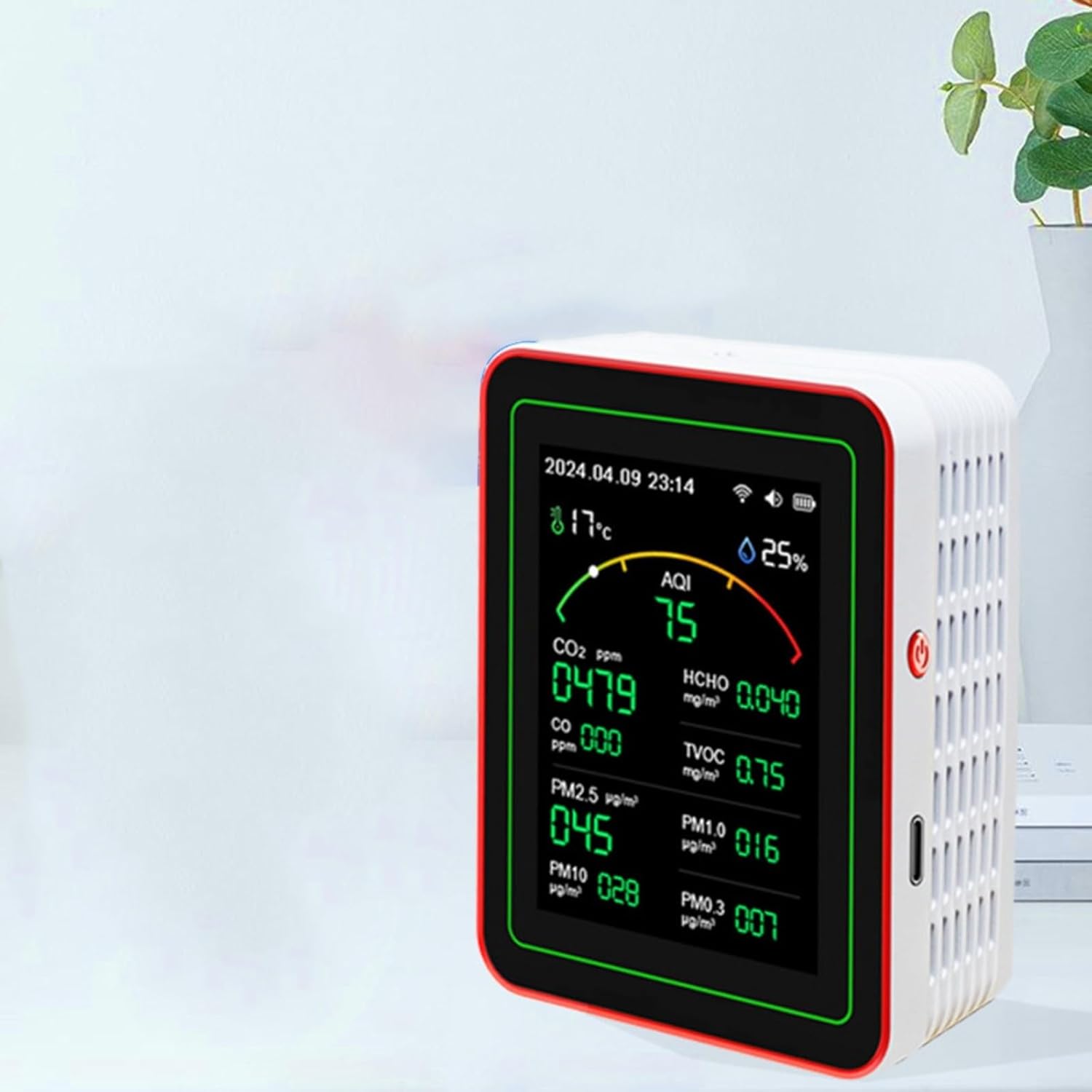 Luftqualitätsmonitor, 15-in-1-Tester, Echtzeit-AQI-Detektor, HCHO-Messgerät, PM2,5-Sensor, für Zuhause und Büro (weiß) – Bild 5