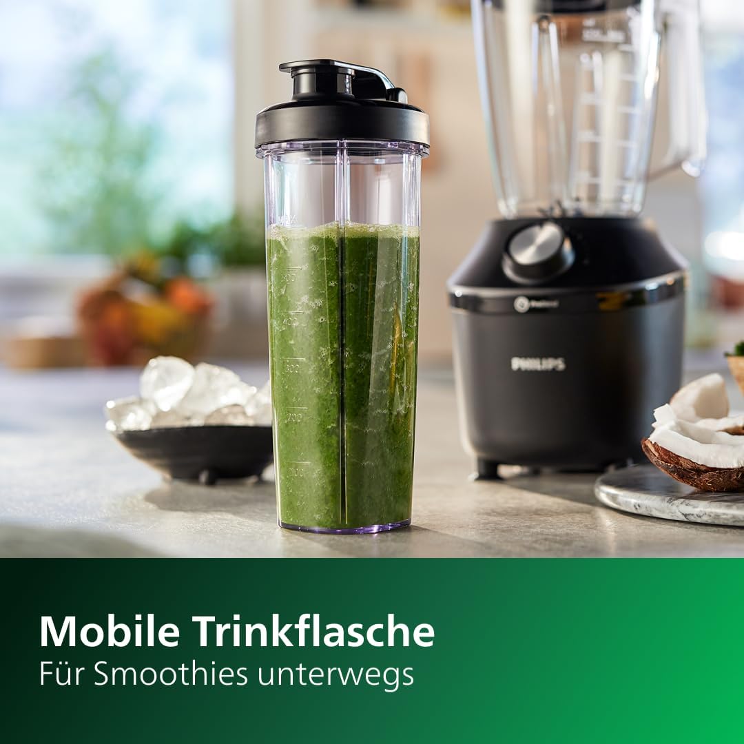 Philips HR2041/41 Standmixer (450 Watt, ProBlend-Technologie, 1,9 Liter Kunststoffbehälter, inkl. Trinkflasche) schwarz – Bild 6