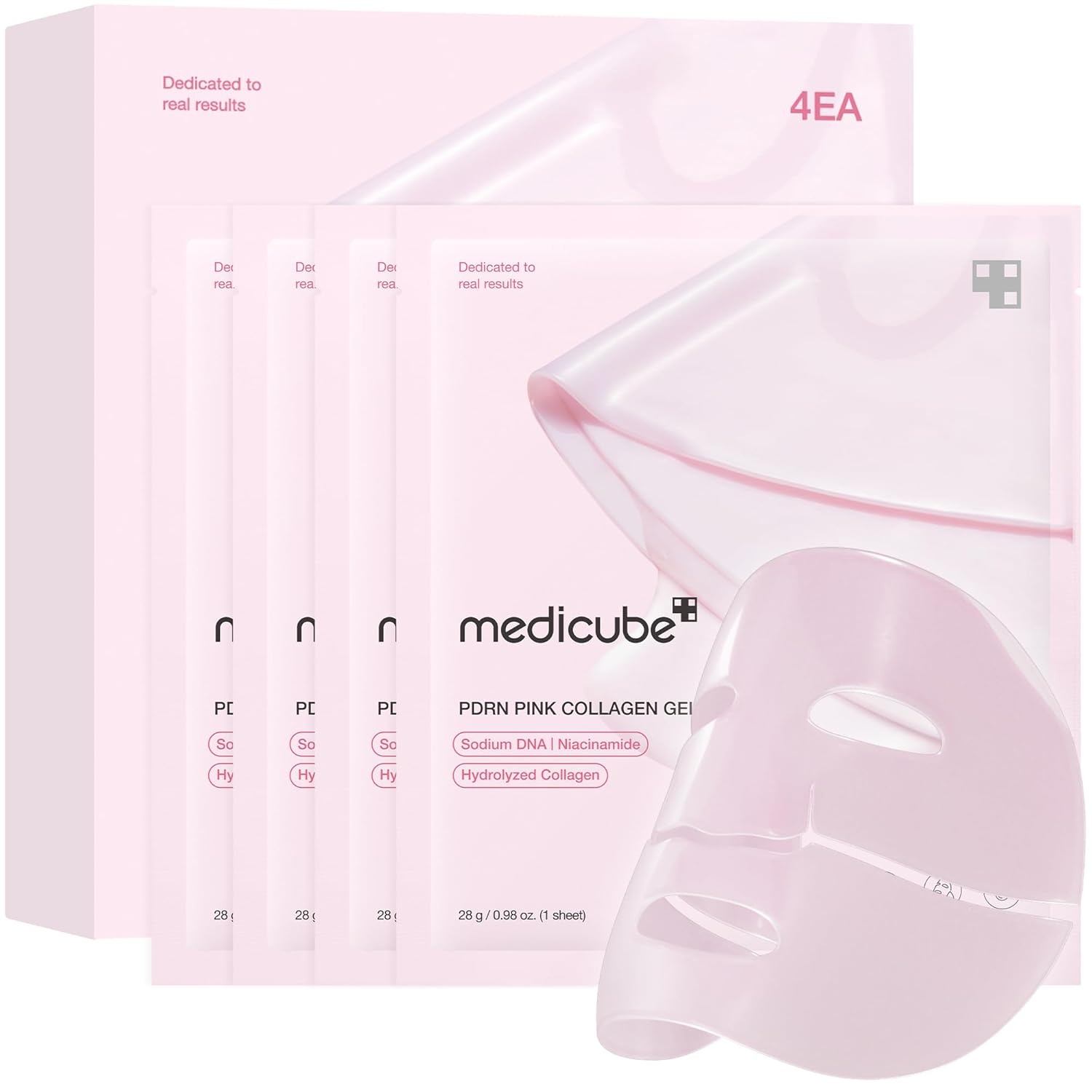 Medicube Salmon Dna Pdrn Pink Collagen Jelly Gel Mask Overnight-Gesichtsmaske für strahlende Hautelastizität. Feuchtigkeitsspendend. Straffend und feuchtigkeitsspendend. 4er-Packung (1 Packung)