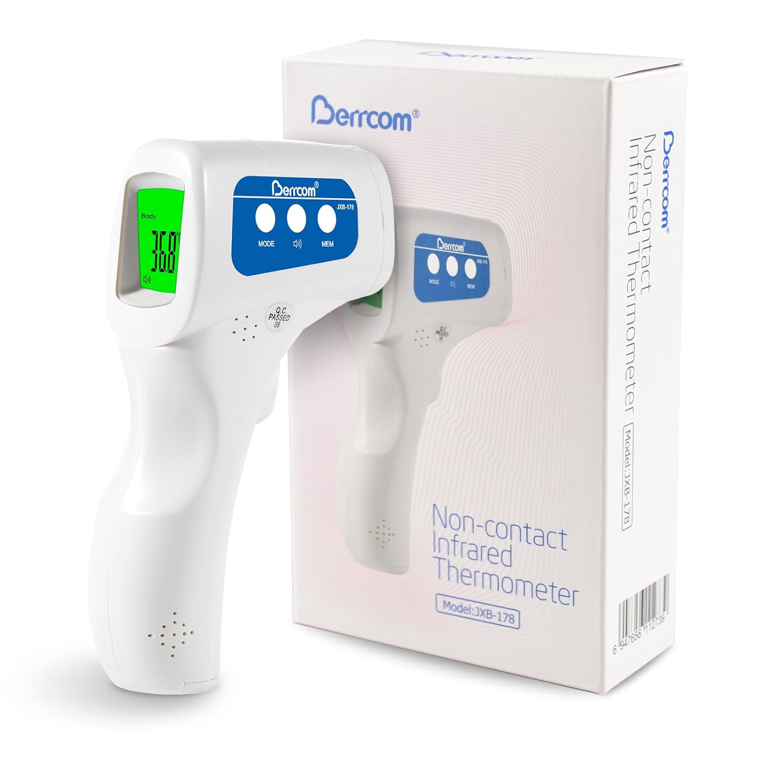 Berrcom Fieberthermometer, kontaktloses Infrarot-Stirnthermometer für Babys, Kinder, Erwachsene, digitales medizinisches Thermometer, 3-in-1 mit sofort genauen Messwerten, Fieberalarm