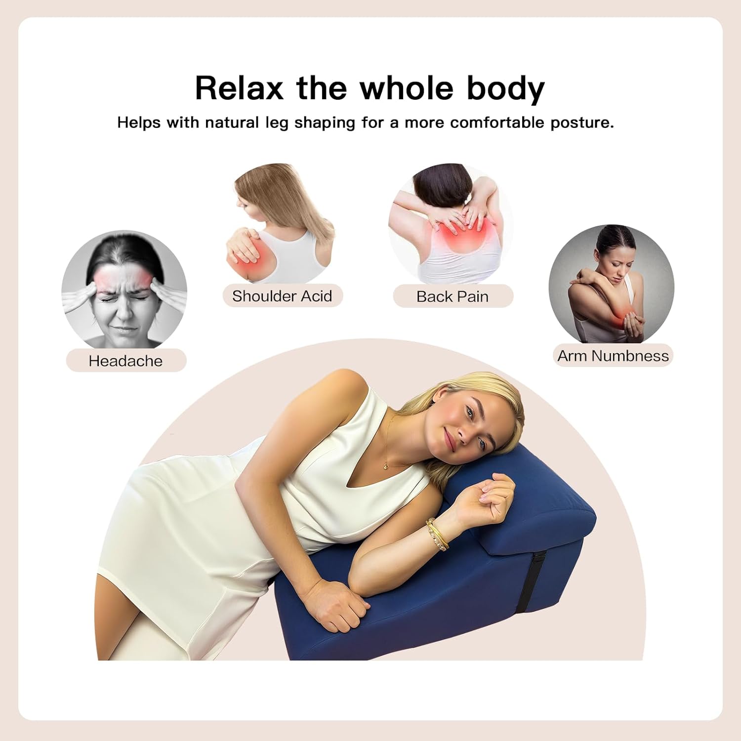 WSJHNLBEDC Lesekissen/Rückenkissen für Bett und Sofa, orthopädisches Keilkissen aus Memory-Schaum, verstellbare Kopfstütze und abnehmbarer Bezug für Rücken, Nacken und Beine, blau, 57 x 45 x 30 cm – Bild 3