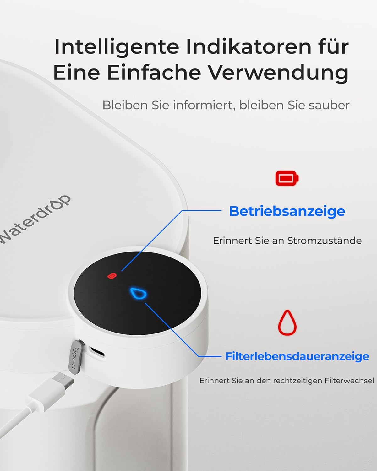 Waterdrop WD-ED11W wiederaufladbarer elektrischer Wasserfilterkrug, 3,5 l Wasserenthärter, Kalkfilter, 3 Monate haltbar, sofortiger Wasserfilterspender, reduziert Kalzium, Magnesium und 70 Schadstoffe – Bild 8