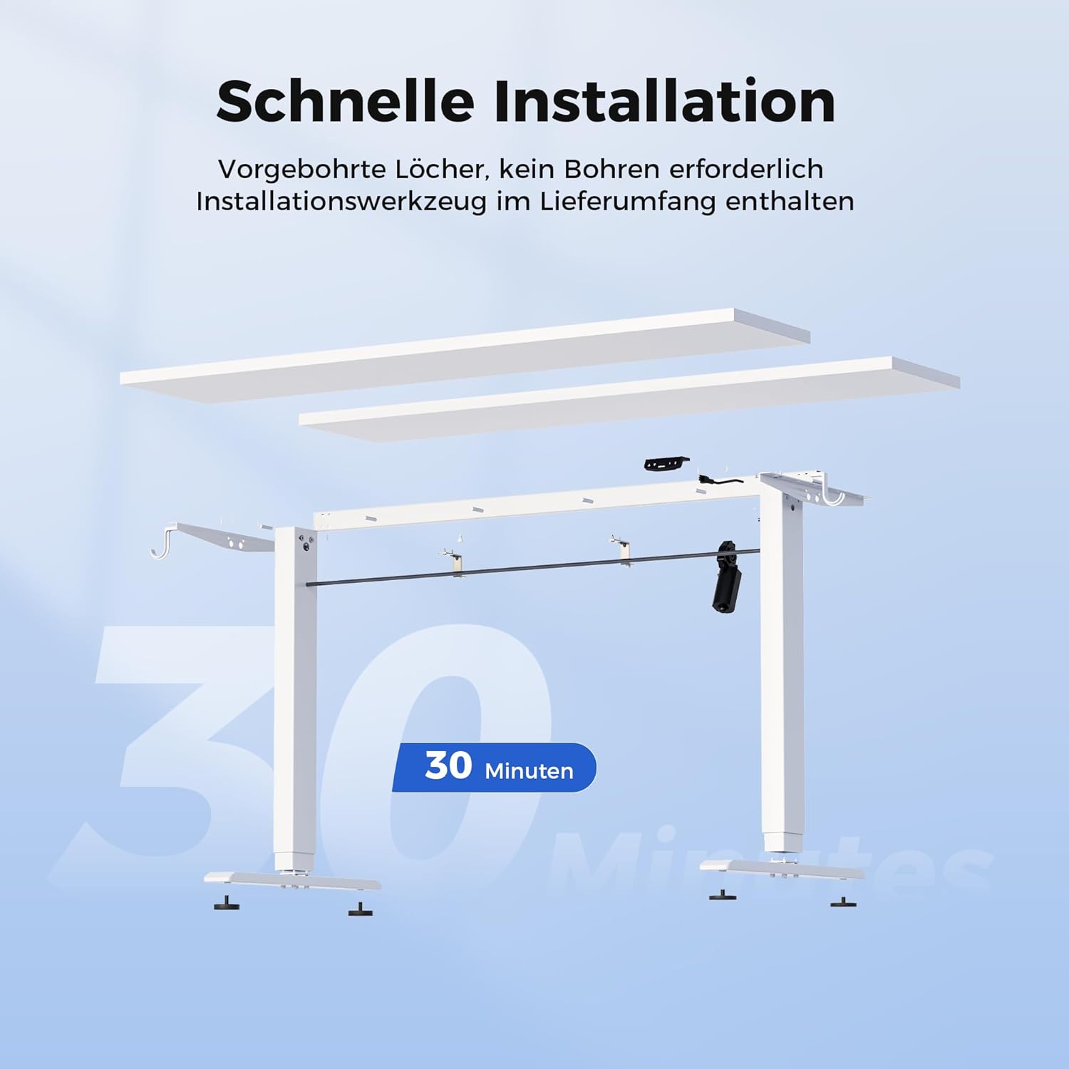Agilestic höhenverstellbarer Schreibtisch 100 x 60 cm, robuster Schreibtisch, höhenverstellbar, elektrisch mit Memory-Handsteuerung, ergonomischer Stehsitztisch, Computertisch, weiß – Bild 7