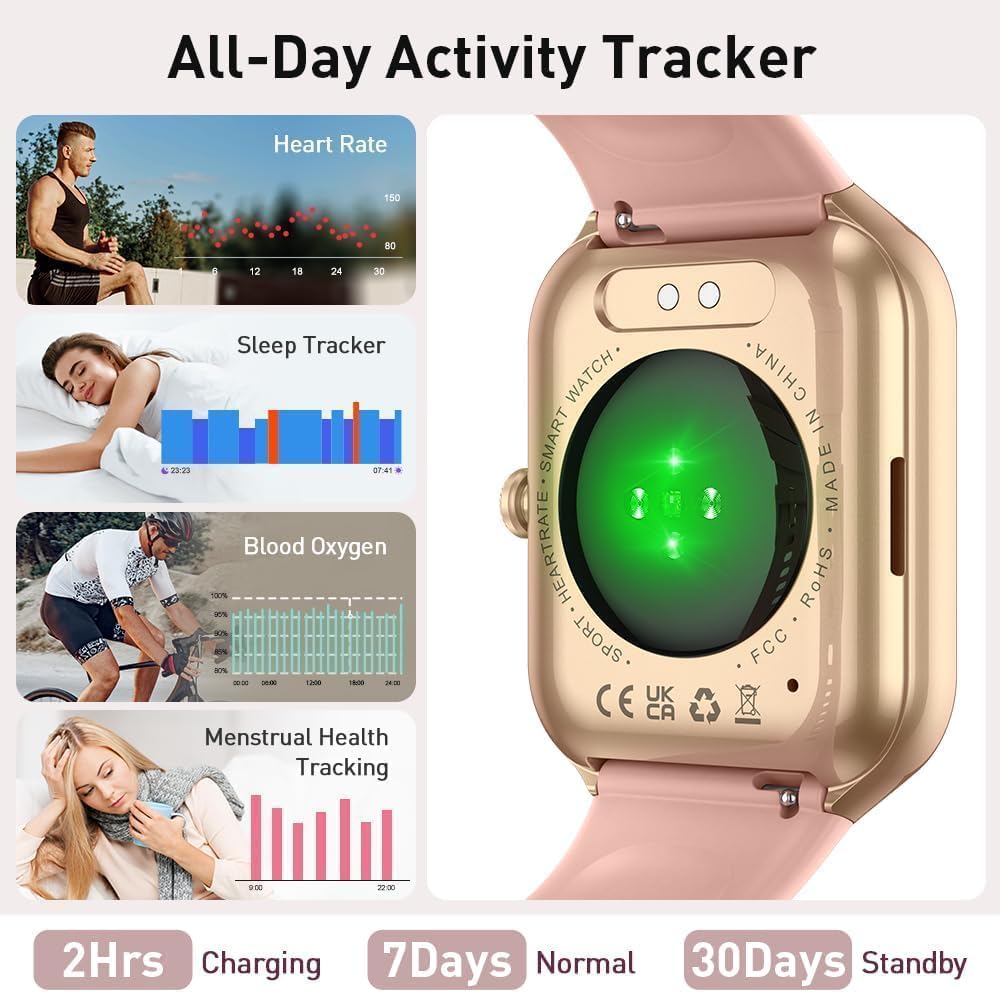 Smartwatch Damen Herren 1,96 Zoll HD 2026 Fitnessuhr Smartwatch mit Telefonfunktion, 115+ Sportmodi Schrittzähleruhr, Herzfrequenz-SpO2-Schlafmonitor, IP68 wasserdichte Sportuhr für Android iOS – Bild 3