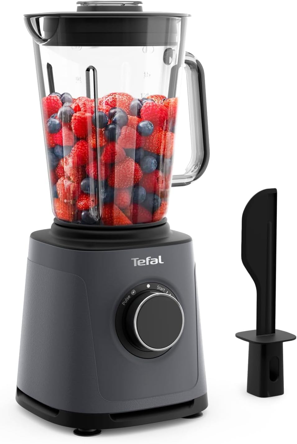 Tefal PerfectMix Essential BL771BF0 Hochgeschwindigkeitsmixer, stufenlos einstellbare Geschwindigkeit, Pulse-Funktion, abnehmbare Powelix-Klingen, hitzebeständiger 2-Liter-Glasbehälter, 1200 W, Grau