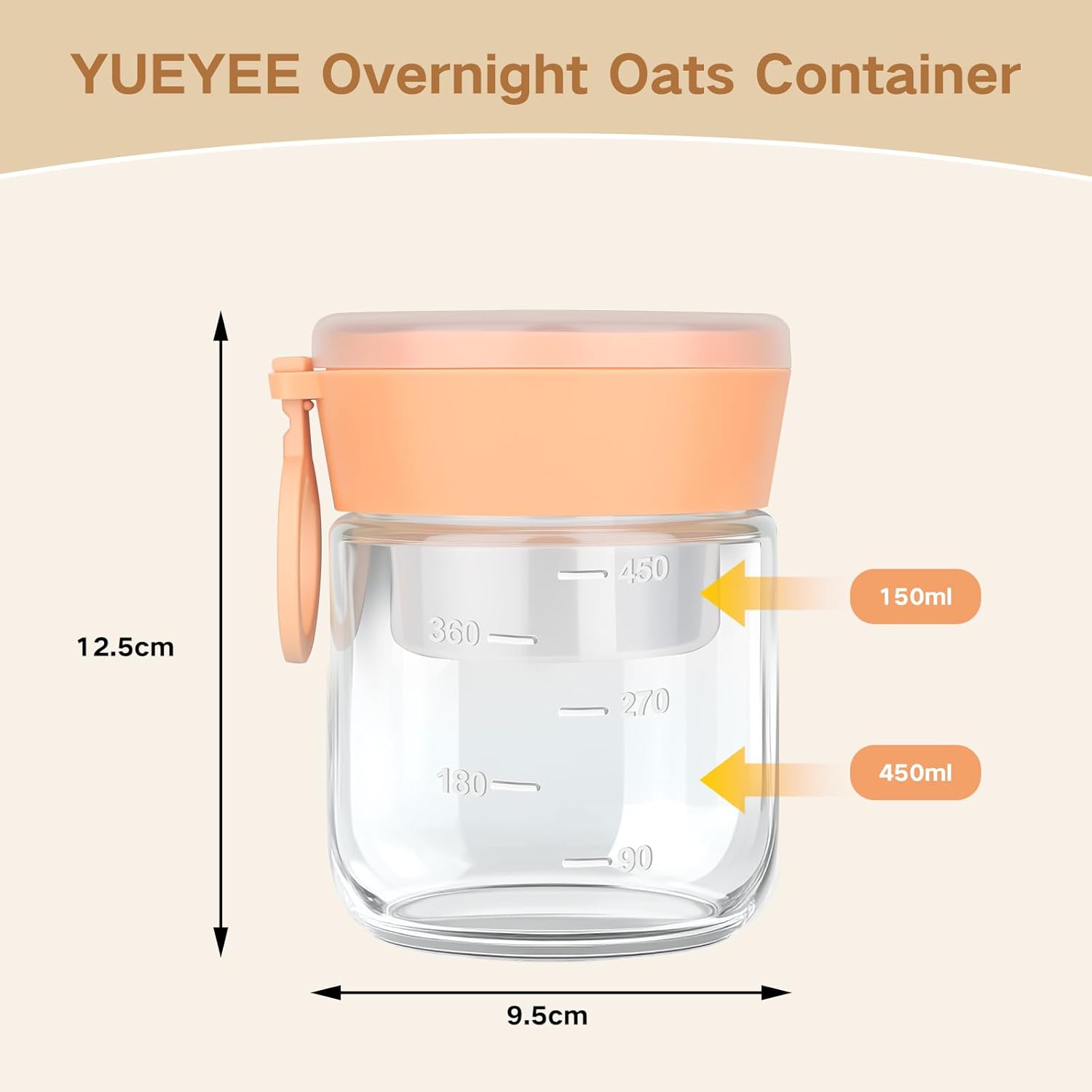 Overnight Oats Gläser mit faltbarem Löffel,2er 500ml Vielzweckiger Meal Prep Gläser mit Deckeln,Geeignet für die Konservierung von Fruchtsalat,Joghurt,Chutney und Marmelade Sowie als Meal Prep Boxen – Bild 2