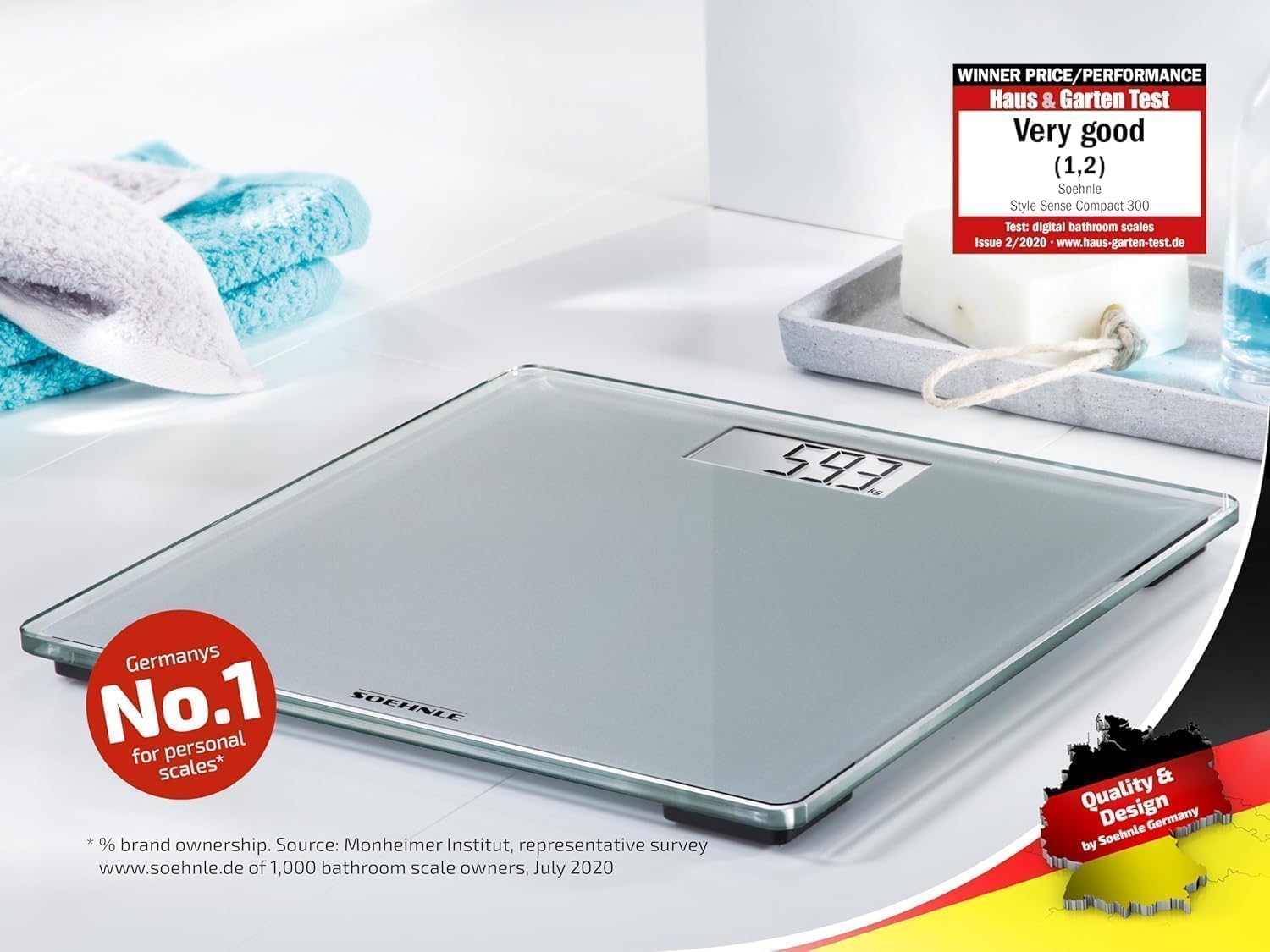 Soehnle Style Sense Kompakte Digitalwaage für 300 Personen, silber – Bild 2