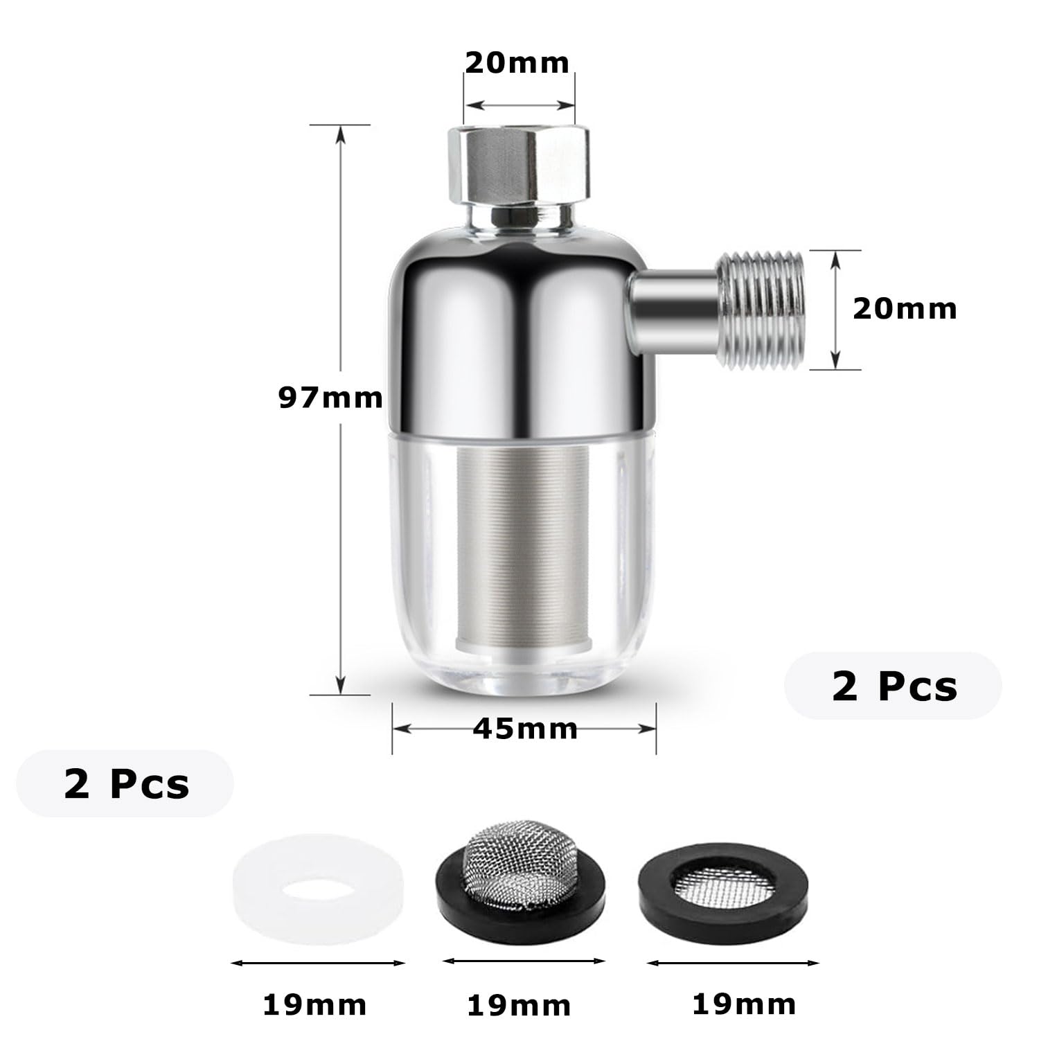 2 Stück Wasserfilter Dusche, Wassersystem-Vorfilter, wiederverwendbarer Filter, 1/2 Zoll Warmwasserbereiterfilter, filtert effektiv Verunreinigungen im Wasser, Duschkalkfilter für Wasserhahn – Bild 2