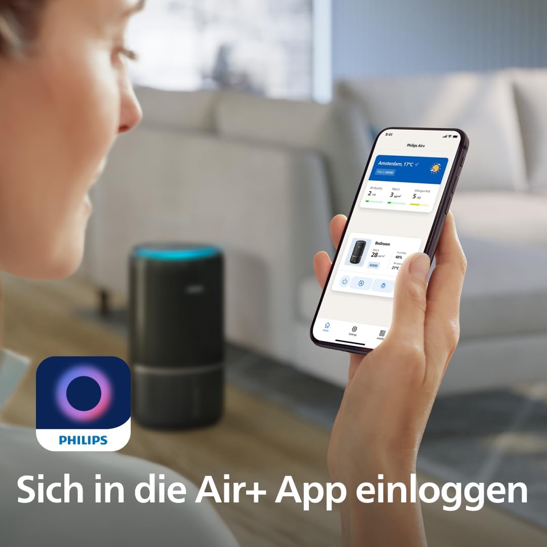 Philips 3400 Serie 2-in-1 Luftreiniger und Luftbefeuchter, HEPA NanoProtect + Aktivkohlefilter, hygienische Luftbefeuchtung mit 650 ml/h, CADR 300 m³/h für 78 m² (AC3421/13) – Bild 9