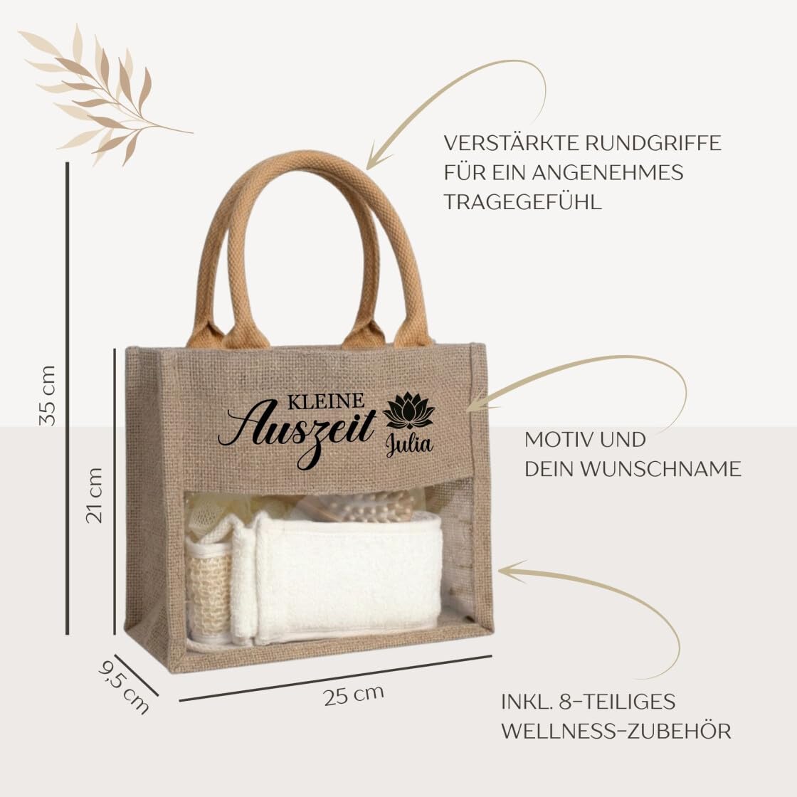 Personalisiertes Wellness Geschenkset für Frauen, Komplett Wellnessbox inkl. Inhalt, Wellnesstasche kleine Auszeit mit Namen, Geschenk Gutschein Verpackung Mama Freundin Kollegin – Bild 2