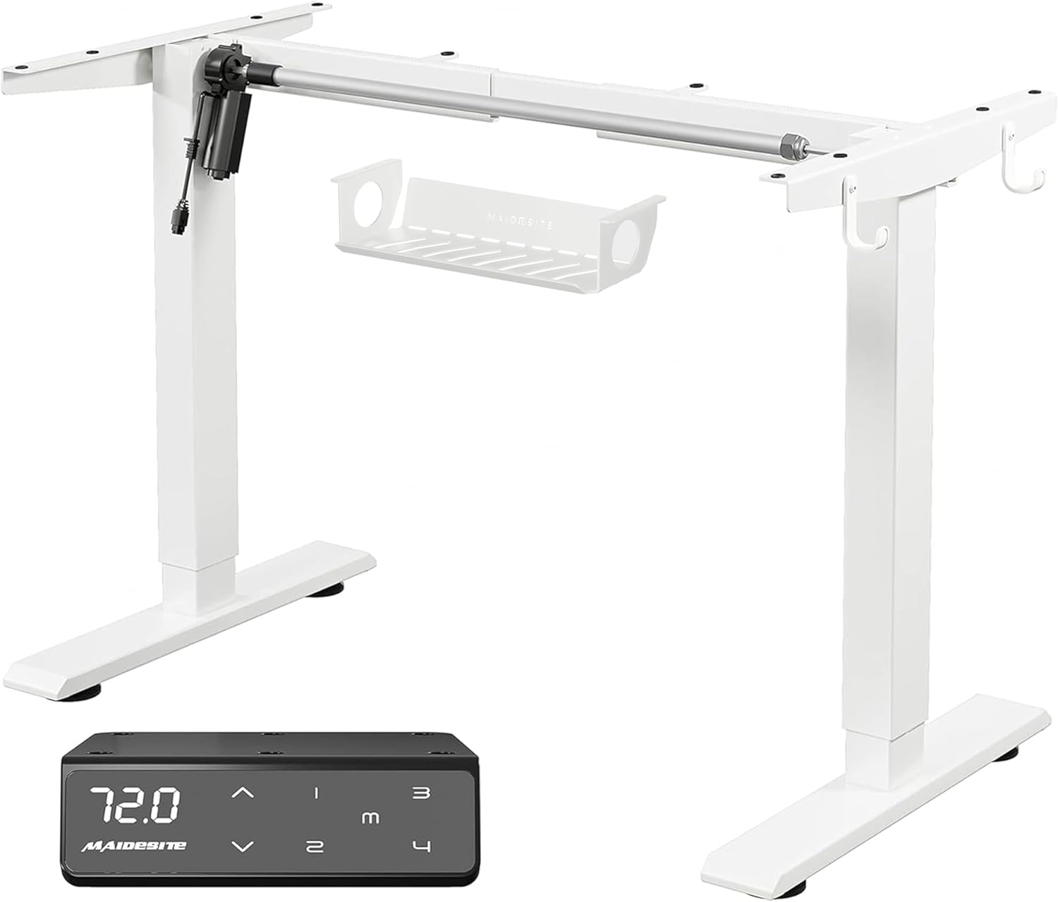 MAIDeSITe T1 Pro Elektrischer Schreibtisch mit starkem Motor, Tischgestell, höhenverstellbar, 2 Beinsegmente und 4 Memory-Bedienelemente, Weiß