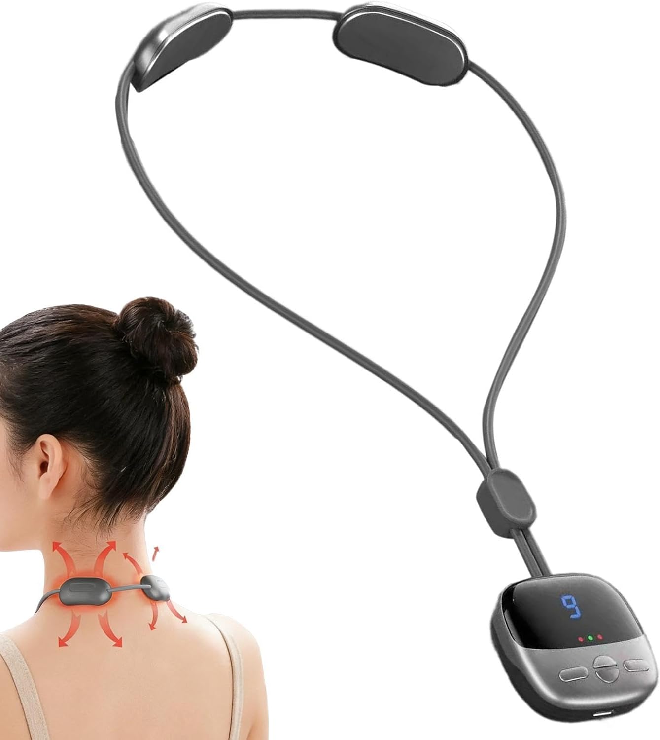 Elektrisches Nackenmassagegerät - Entspannungsgerät für Heizung 5,5 cm - Drei-Modi Impulsinstrument | Tiefenmuskeleinheit für die Nackenmassage – Bild 9