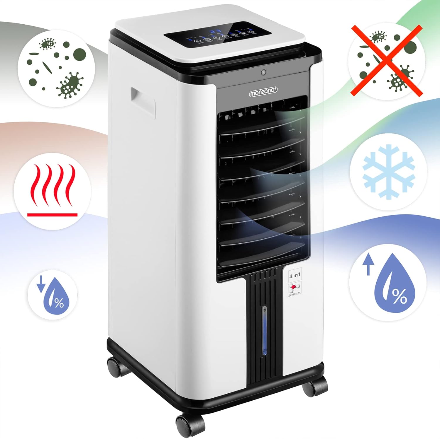 Klimaanlage 4-in-1 Fernbedienung 8L Tank Timer Mobiler Luftbefeuchter Ventilator Klimaanlage Ionisator Luftkühler – Bild 6