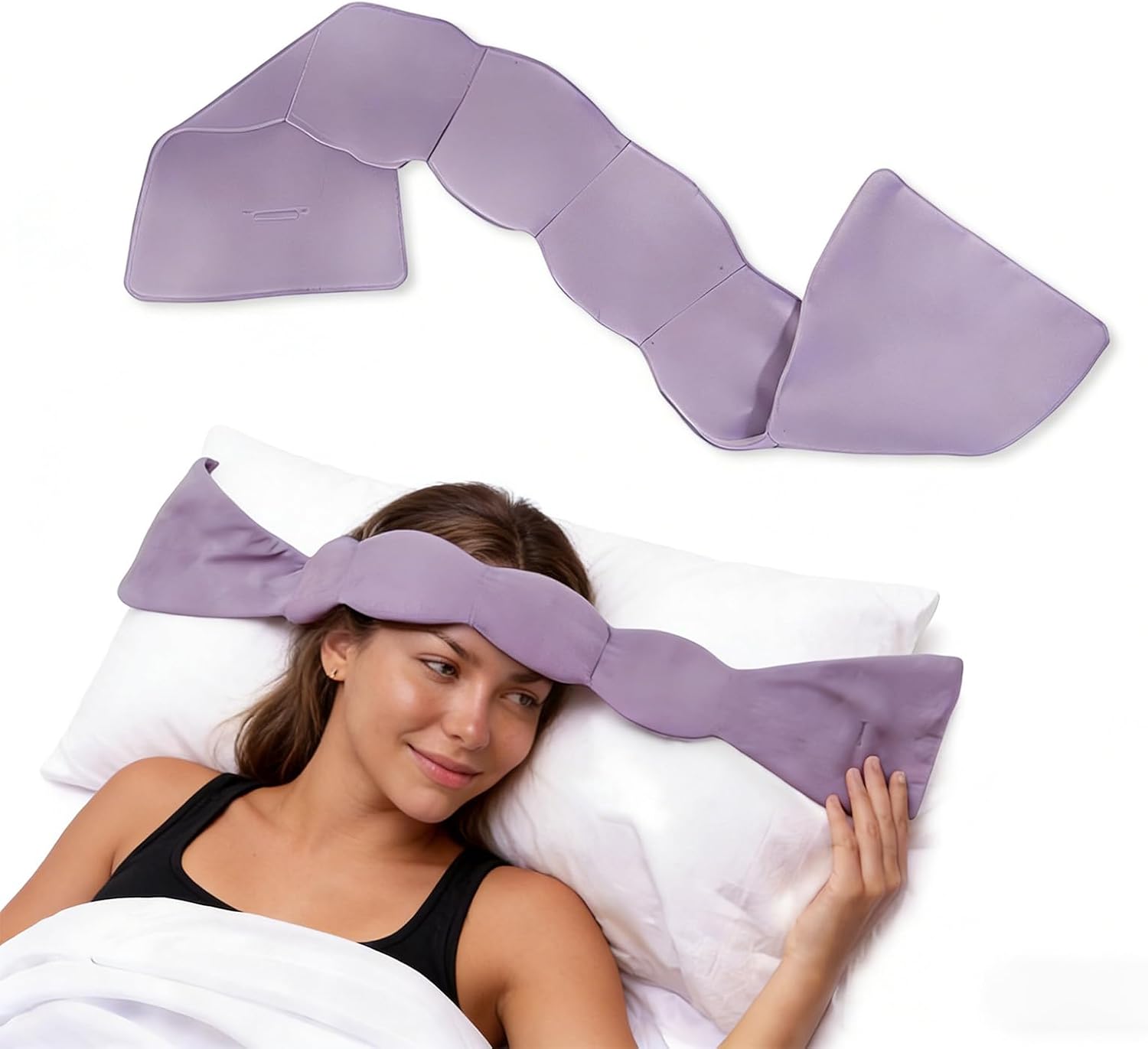 Gewichtete Augenmaske – Gewicht der Tiefschlafmaske | Entspannende Augenmaske mit sanftem Druck für tiefe Ruhe | Beschwerte Augenmaske mit 245 g Füllung, atmungsaktiver Baumwolle und Perlen (lila)