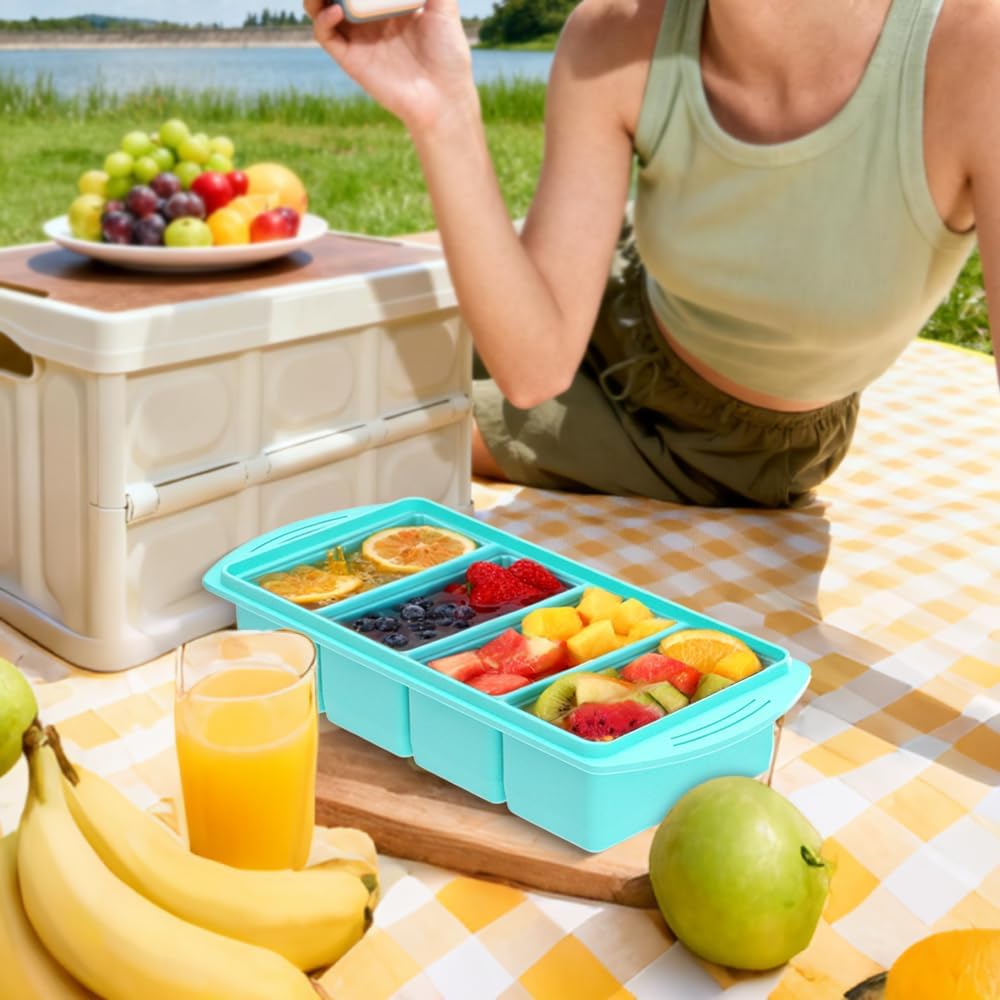 Silikon-Gefriertablett, 2 Stück, Silikon-Gefriertablett, stapelbar, 1 Tasse/250 ml Suppen-Gefrierbehälter, SilikoN mit 4 Fächern, Suppen-Gefrier-Eiswürfelform mit Deckel, für die Zubereitung von Mahlzeiten – Bild 7