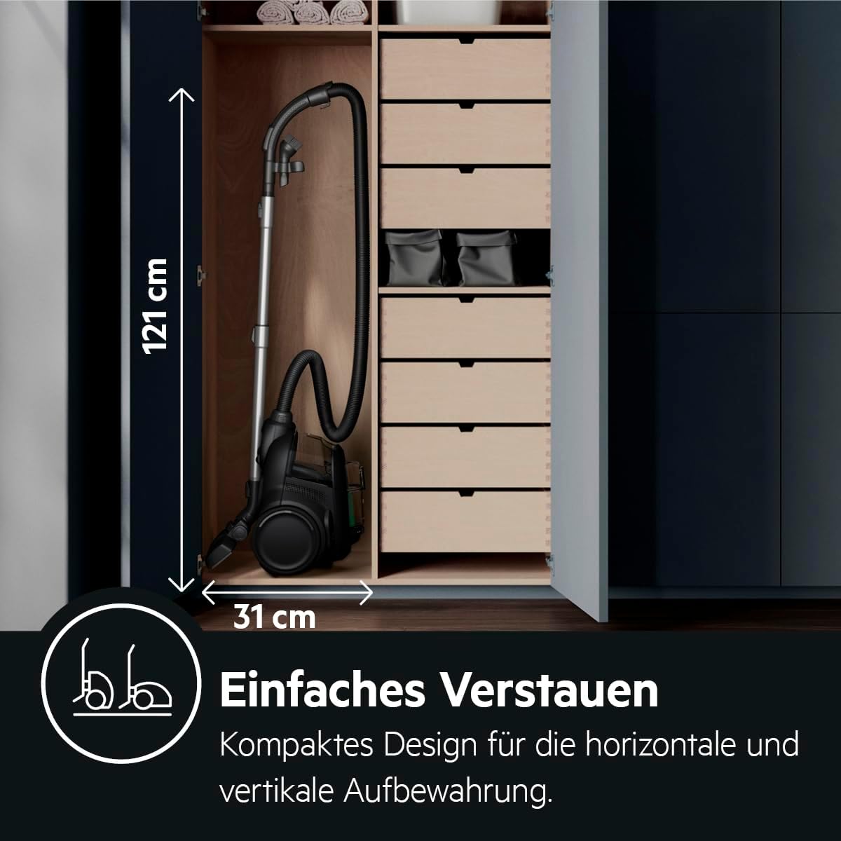 AEG Clean 6000 Eco Beutelloser Staubsauger, ETM-Testsieger, 60 % recyceltes Material, 550 W, Zusatzdüsen, Soft Wheels, 74 dB(A), 12 m Aktionsradius, 1,6 L Staubbehälter, Schwarz, AL61C2ÖKO – Bild 5