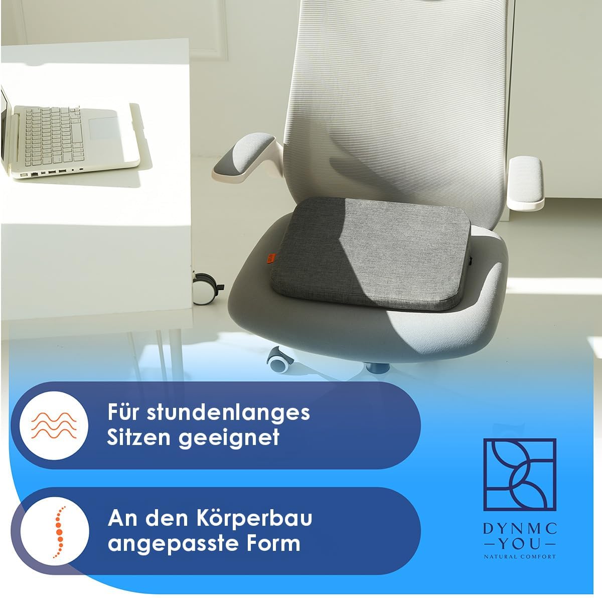 DYNMC You Bequemes Keilkissen-Sitzkissen mit rutschfester Unterseite, ideal für Bürostuhl-Autositze – Bild 7