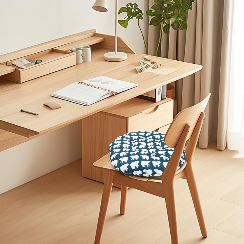 4er-Set Stuhlkissen rund, bequemes Sitzkissen 40 x 40 x 3 cm, Bodenkissen rund, Stuhlkissen für drinnen und draußen für Esszimmer, Wohnzimmer, Arbeitszimmer (Eisbär) – Bild 4