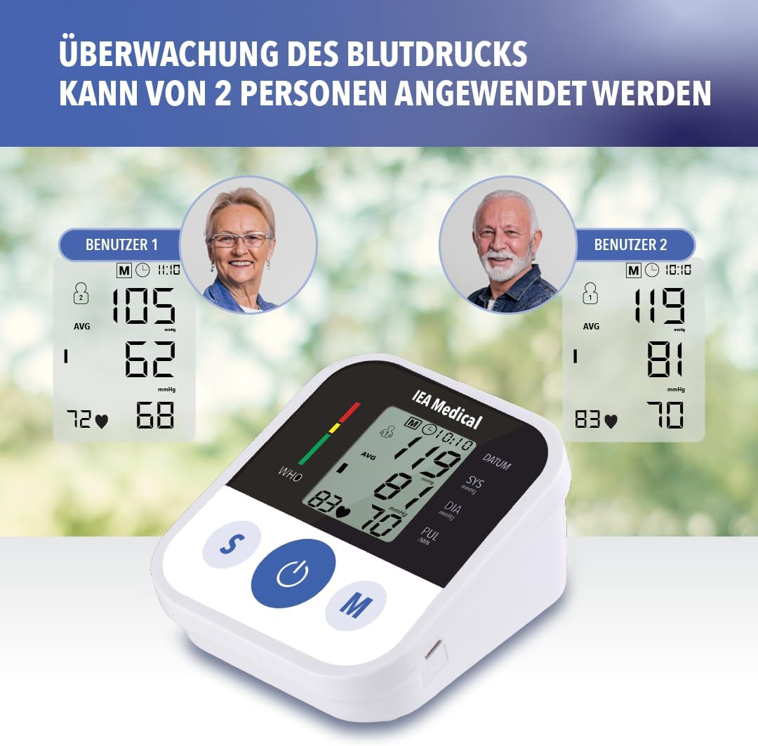 IEA Medical Bundle: Blutdruckmessgerät & Pulsoximeter, Blutdruckmessgerät, Pulsüberwachung & Sauerstoffsättigung in einem Set zur Gesundheitsüberwachung – Bild 2