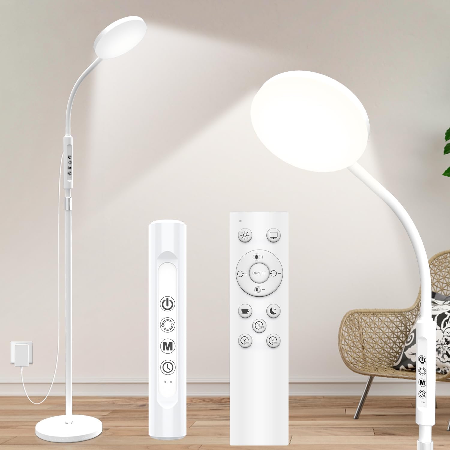 Stehleuchte 20000 Lux Stehlampe & Schreibtischlampe – Höhenverstellbare LED-Lichttherapielampe mit 5 Farben & 10 Stufen, Timer und stabilem Sockel – Tageslichtlampe für Wohnzimmer, Schlafzimmer