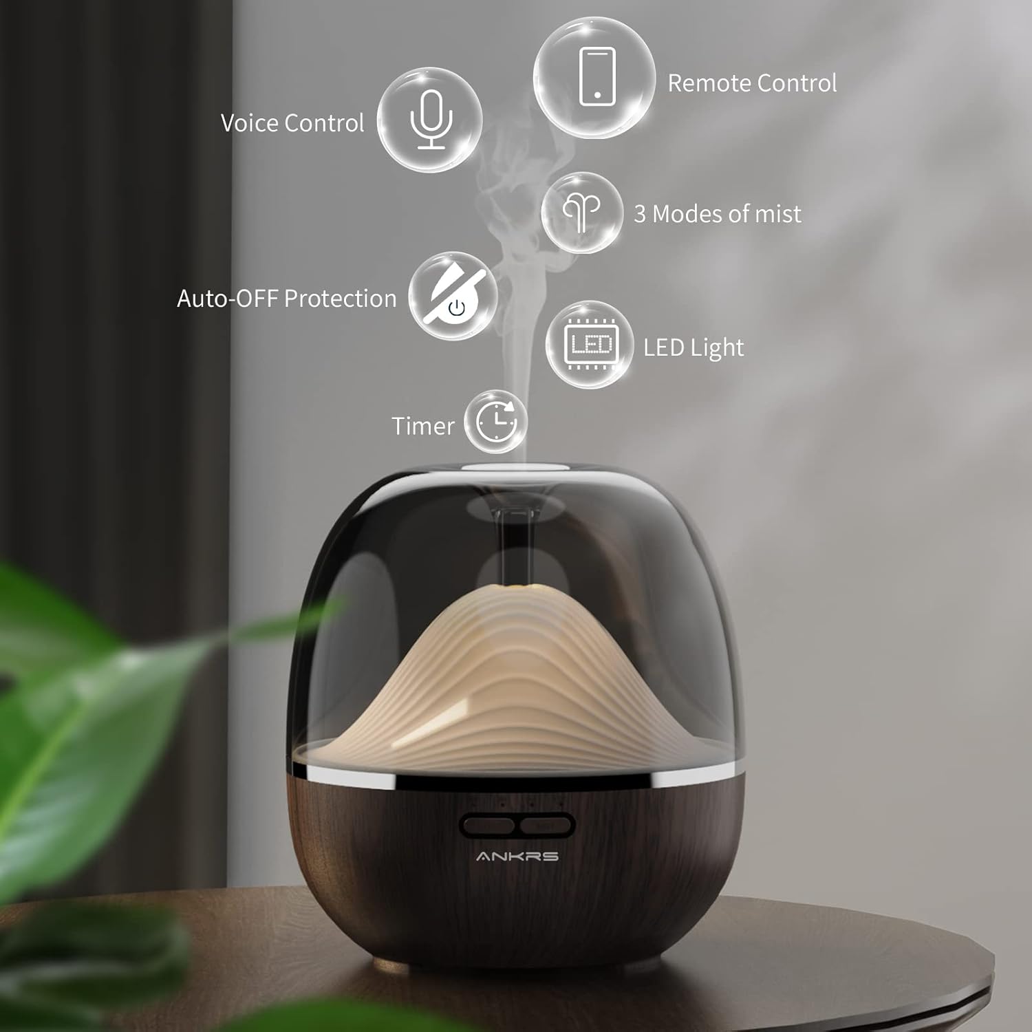 Alexa Smart Aroma Diffuser 600 ml, Ankrs Diffusor für ätherische Öle, Aroma-Luftbefeuchter, WiFi-Diffusor, kompatibel mit Alexa/Google Home, Smart Home, extrem leise, BPA-frei für Schlafzimmer, Büro, Spa – Bild 2