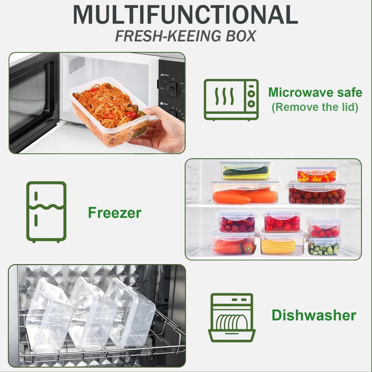 48 Frischhaltedosen mit Deckel, Meal-Prep-Boxen, Vorratsdosen-Set (24 Behälter + 24 Deckel), Aufbewahrungsboxen für die Küche, luftdicht und auslaufsicher, BPA-frei, spülmaschinen-, gefrierschrank- und mikrowellengeeignet – Bild 4