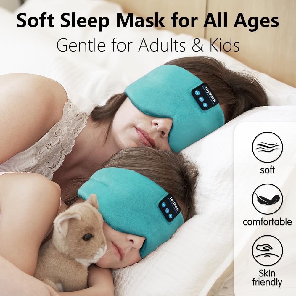 Joythink Schlafmaske aus Seide mit Bluetooth-Kopfhörern zum Schlafen und Reisen, verstellbare Augenmaske mit dünnem Lautsprecher für Kinder und Jugendliche – Bild 2