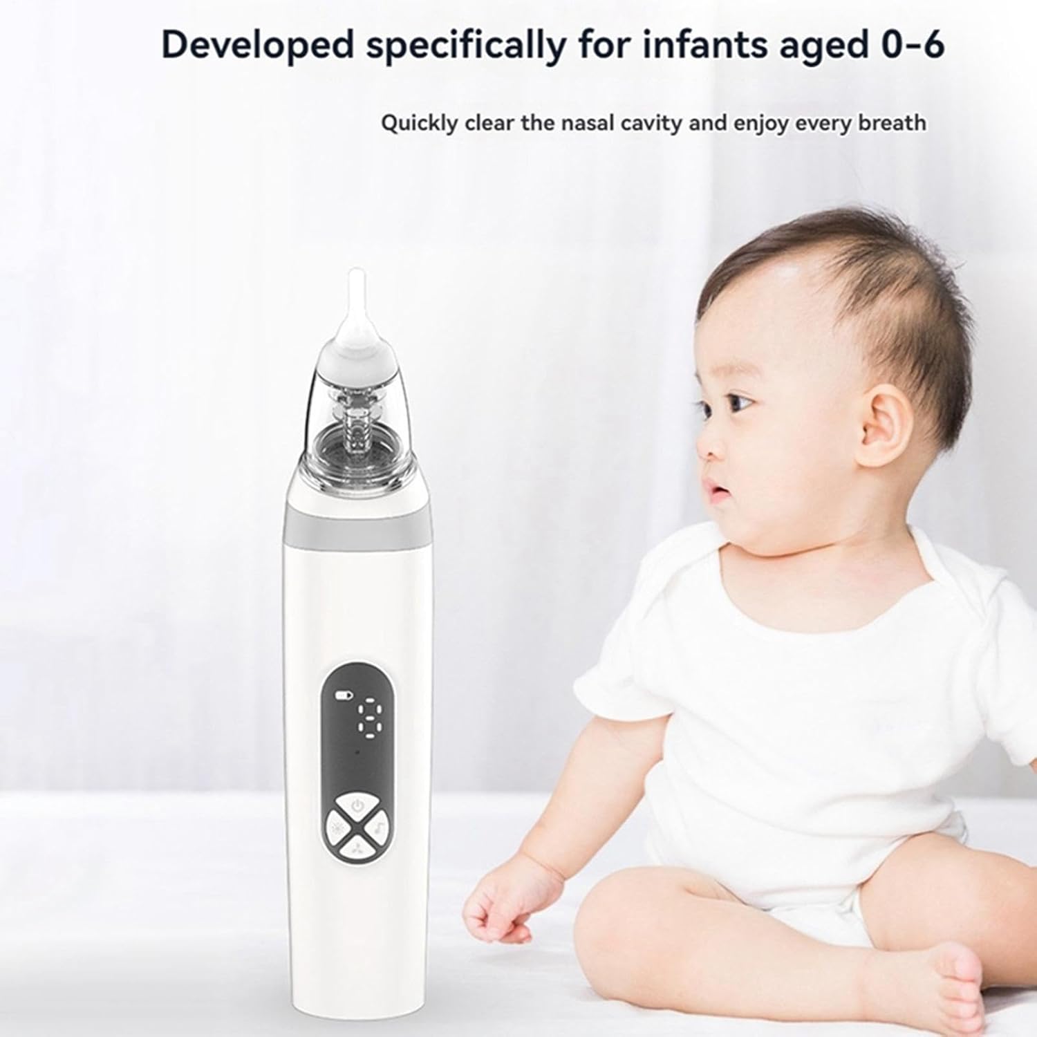 Elektrischer Nasensauger, 3 einstellbare Stufen, ergonomisch, waschbar – Nase mit starkem Saug | Mädchen Babys Eltern – Bild 5