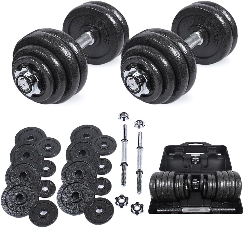 SPORTINATOR® Hantelset „Machine“ 20 kg mit Koffer – Effektives Ganzkörpertraining zu Hause oder unterwegs. Hochwertiges Gusseisen und legierter Stahl für maximale Haltbarkeit