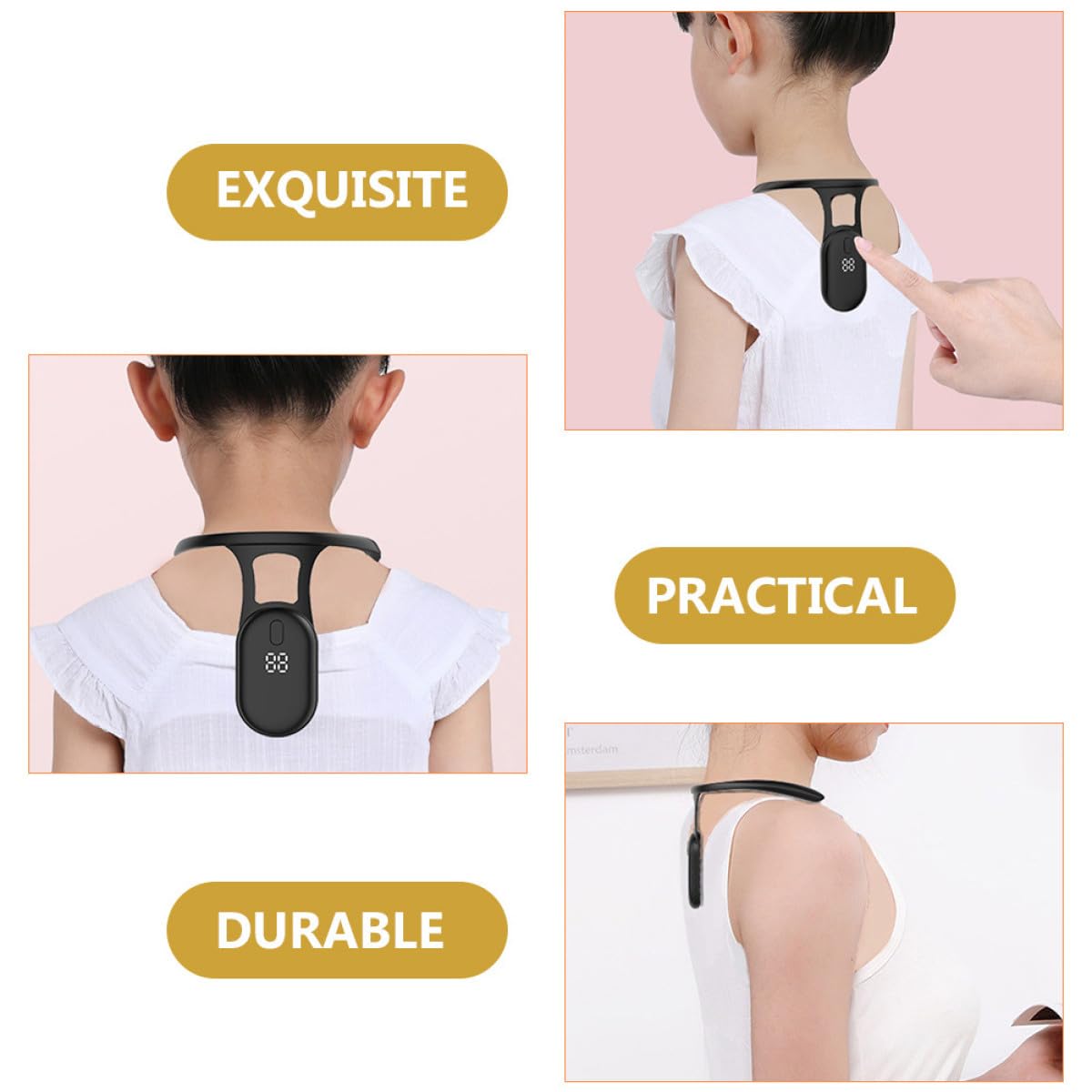 Angoily Ergonomischer Haltungstrainer mit Vibrationen und LCD-Sensor, praktischer Haltungskorrektor für Schüler zur Unterstützung einer gesunden Sitzhaltung im Büro und in der Schule – Bild 9