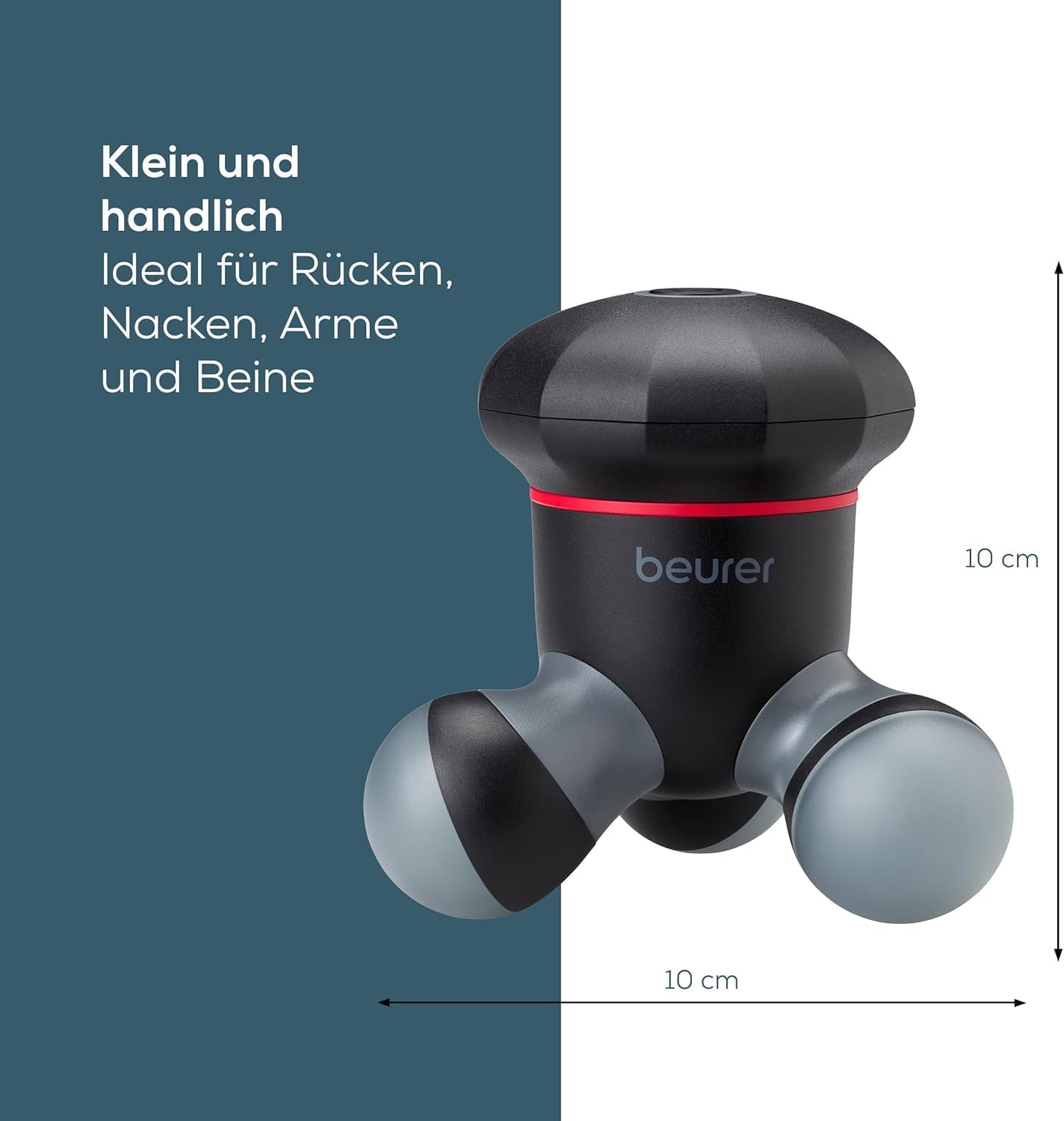 Beurer MG 18 Mini-Handmassagegerät, elektrisch, für sanftes Vibrationsmassagegerät, ideal für Rücken, Nacken, Arme und Beine, mit LED-Licht, tragbar, schwarz – Bild 3