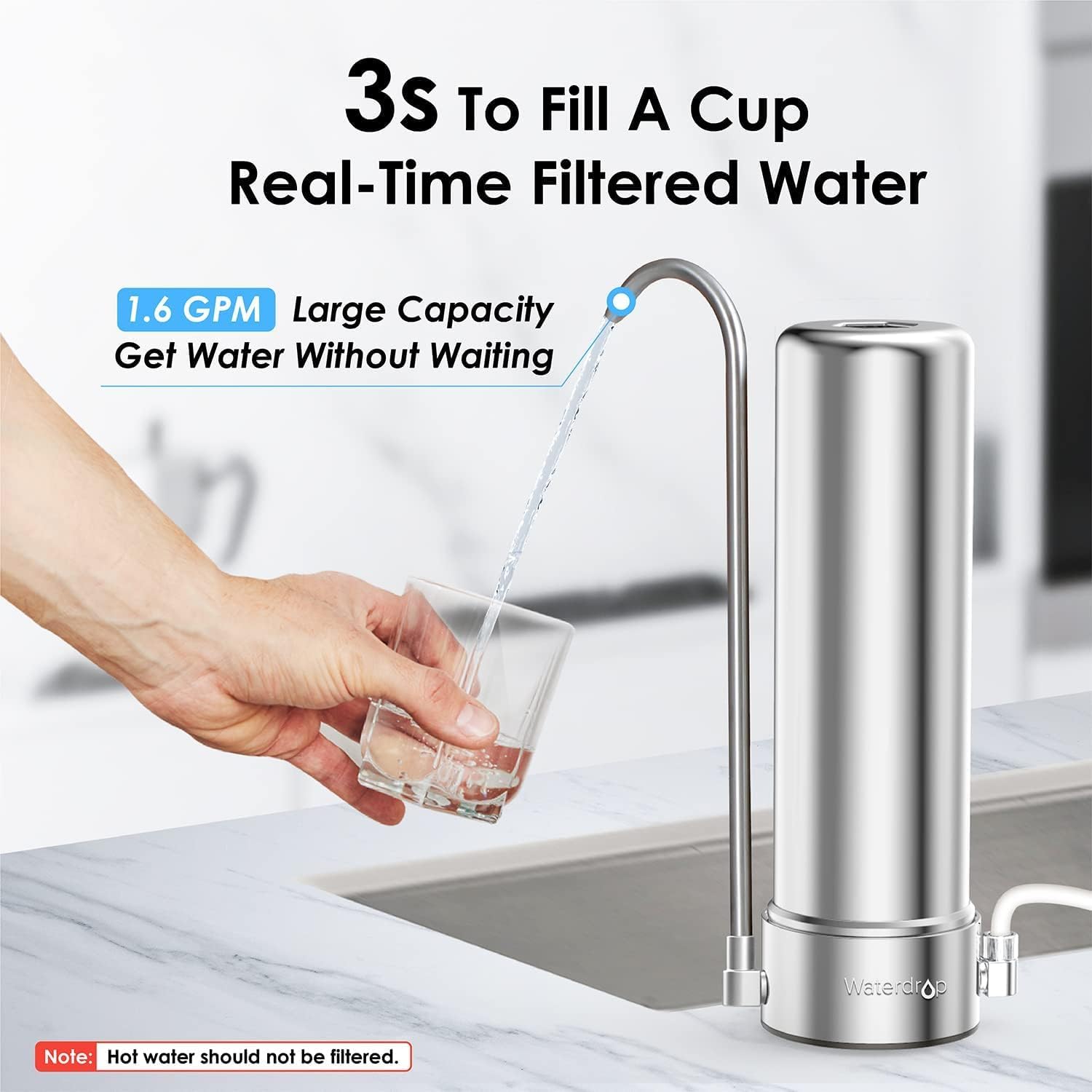 Waterdrop WD-CFF-01 Ersatzfilter, Wasserfilter, Wasserhahn, 5-stufiger Leitungswasserfilter, längere Filterlebensdauer, reduziert Schwermetalle, schlechten Geschmack und bis zu 99 % Chlor, 1 Stück – Bild 5
