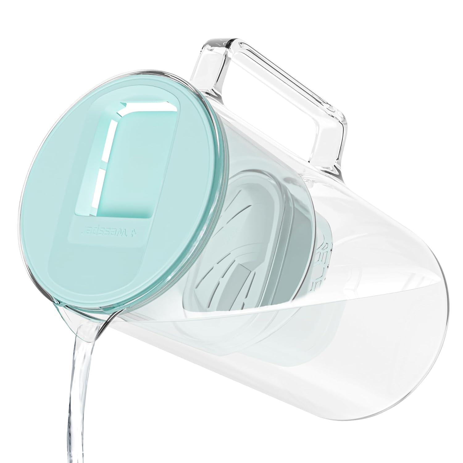 Wessper Wasserfilterkanne aus Glas, 3 l, kompatibel mit Brita Maxtra, inklusive 1 Wasserfilterkartusche, reduziert Kalk und Chlor, Mint – Bild 3