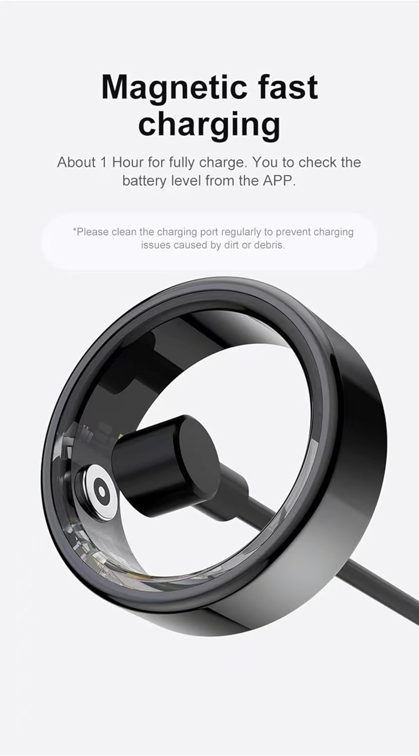Smart Ring, Bluetooth-Fitness-Tracker-Ring für Männer und Frauen mit Herzfrequenz-, Schlaf- und Sauerstoffsättigungsüberwachung für iPhone und Samsung-Handys, Schwarz #9 – Bild 5