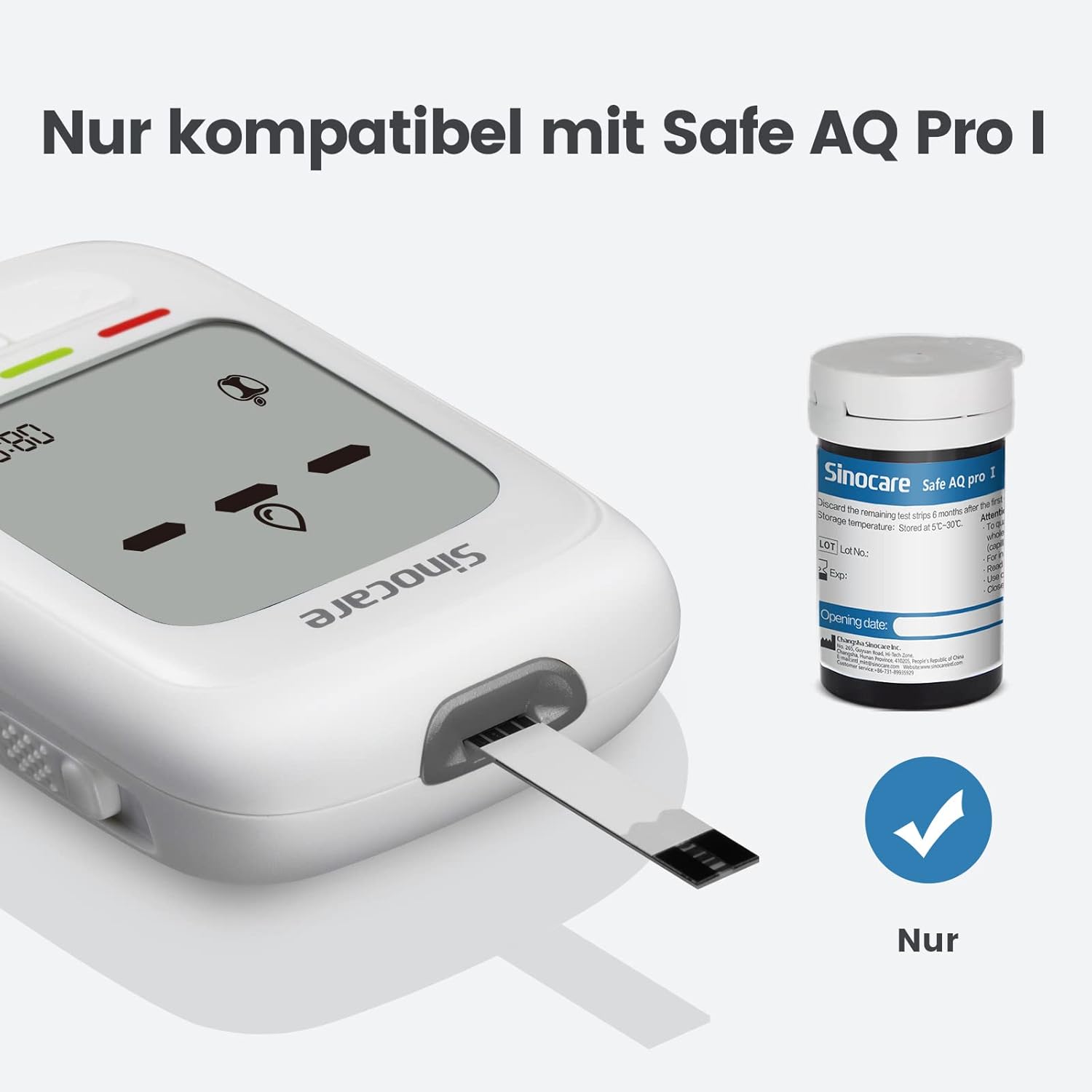 sinocare Blutzuckermessgerät-Set, Upgrade-Zuckermessgerät mit Teststreifen 50, Starter- und ältere Bedienungsfreundlich (Safe AQ Pro I Blutzuckermessgerät-Set 50) – Bild 6