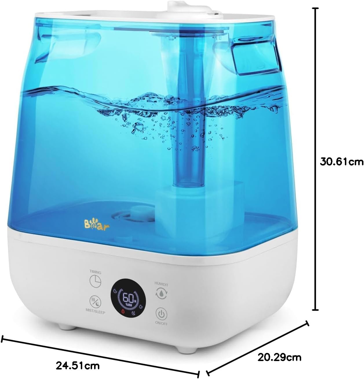 Bear Luftbefeuchter 6L Top Fill Luftbefeuchter, Timer, Schlafmodus, konstante Luftfeuchtigkeit, Aromascheibe, 360° drehbare Doppeldüse, 28 dB Ultra Silent, geeignet für Babys und Pflanzen – Bild 8