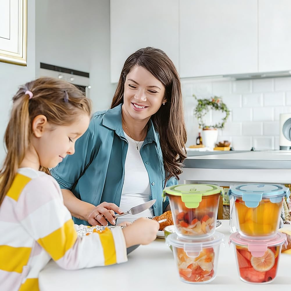 710 ml Glasbehälter mit Deckel, 4 Meal-Prep-Boxen aus Glas, Glasschüssel mit Deckel, Meal-Prep-Gläser, Glas-Suppenbehälter, spülmaschinenfest, mikrowellen- und gefriergeeignet, BPA-frei – Bild 7