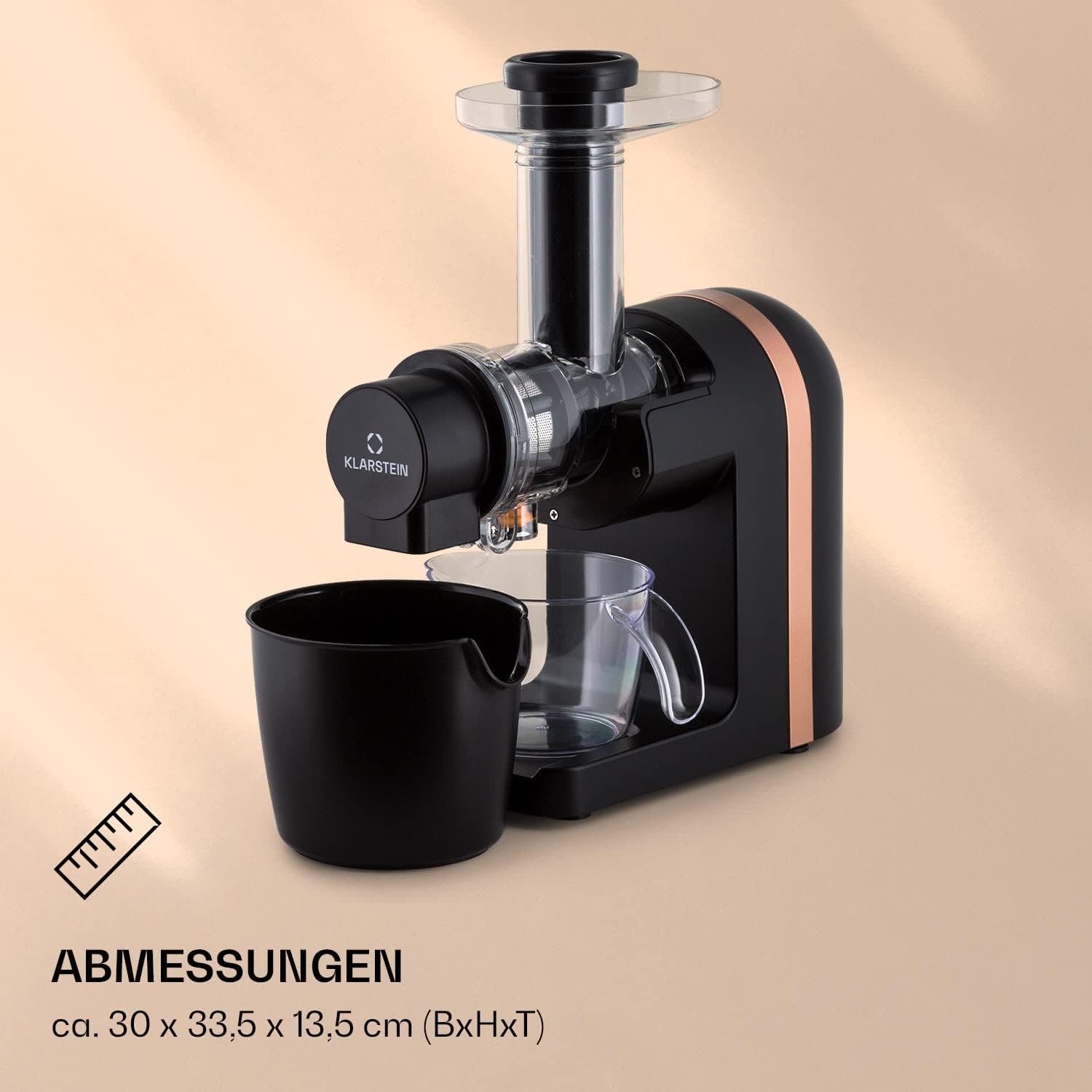 Klarstein Bella Elegance Entsafter 200 W, Entsafter mit 400 ml, BPA-frei, rutschfester Boden, max. Kontinuierliche Betriebszeit: ca. 20 Minuten, einfache Reinigung, Schwarz – Bild 8