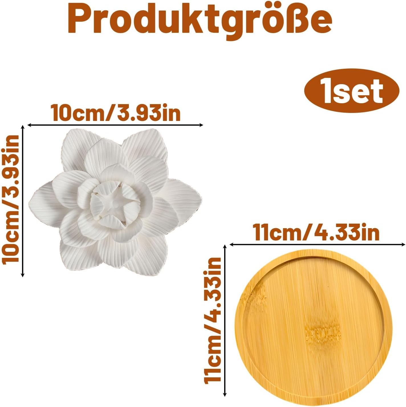Duftsteine für ätherische Öle, Aromadiffusor mit Lotusblüten-Design, Duftstein für ätherische Öle, inklusive runder Untertasse, geeignet für Wohnzimmer und Reisen – Bild 2
