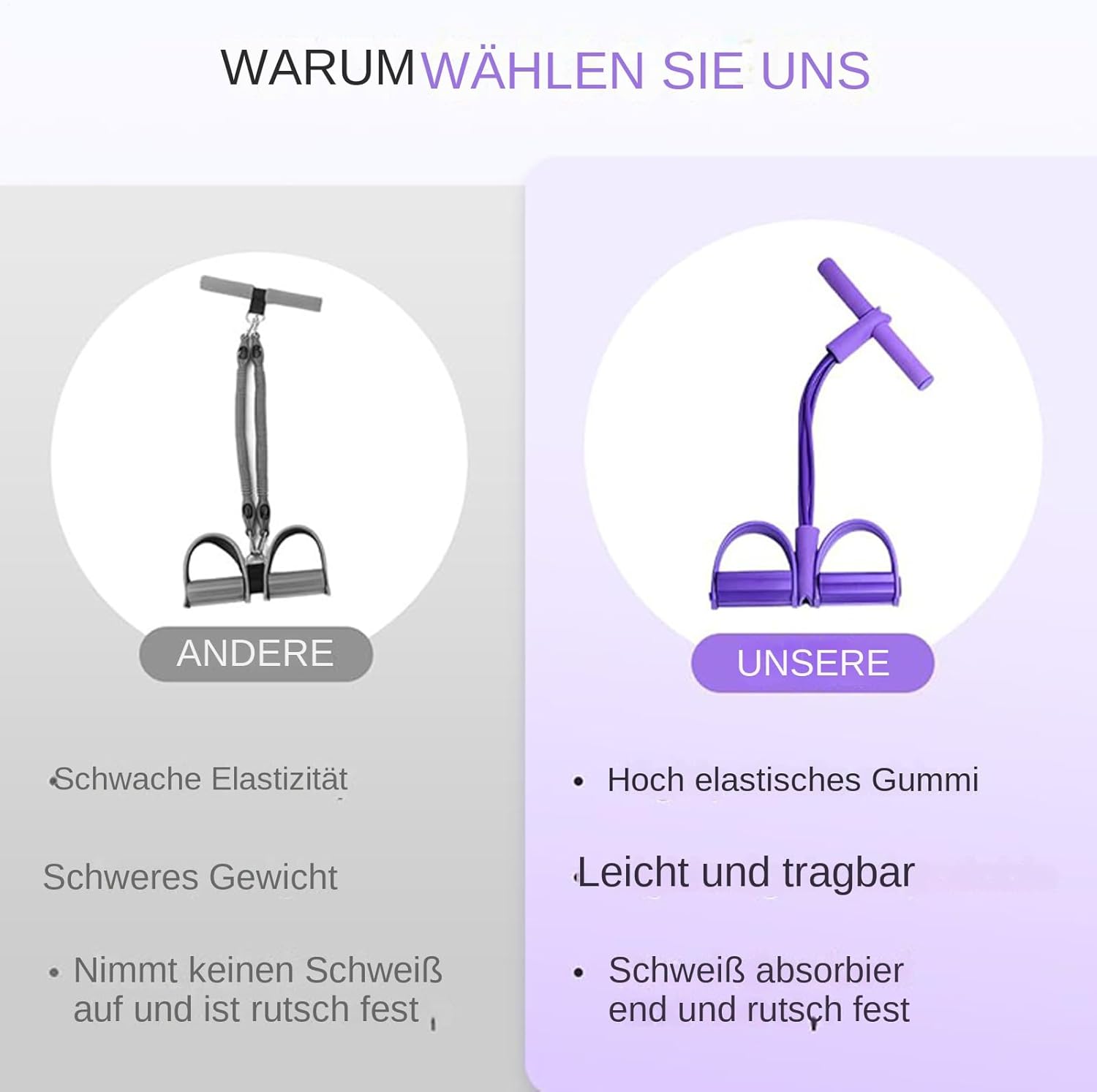 Fitnessbänder mit Widerstand | Fitness-Widerstandsband | 4-Röhren-Pedal und Knöchelzug-Widerstandsband | 4 Trainingsbänder mit Fußpedal und Zugseil | Sit-up-Trainingsgerät für Frauen und Anfänger – Bild 2