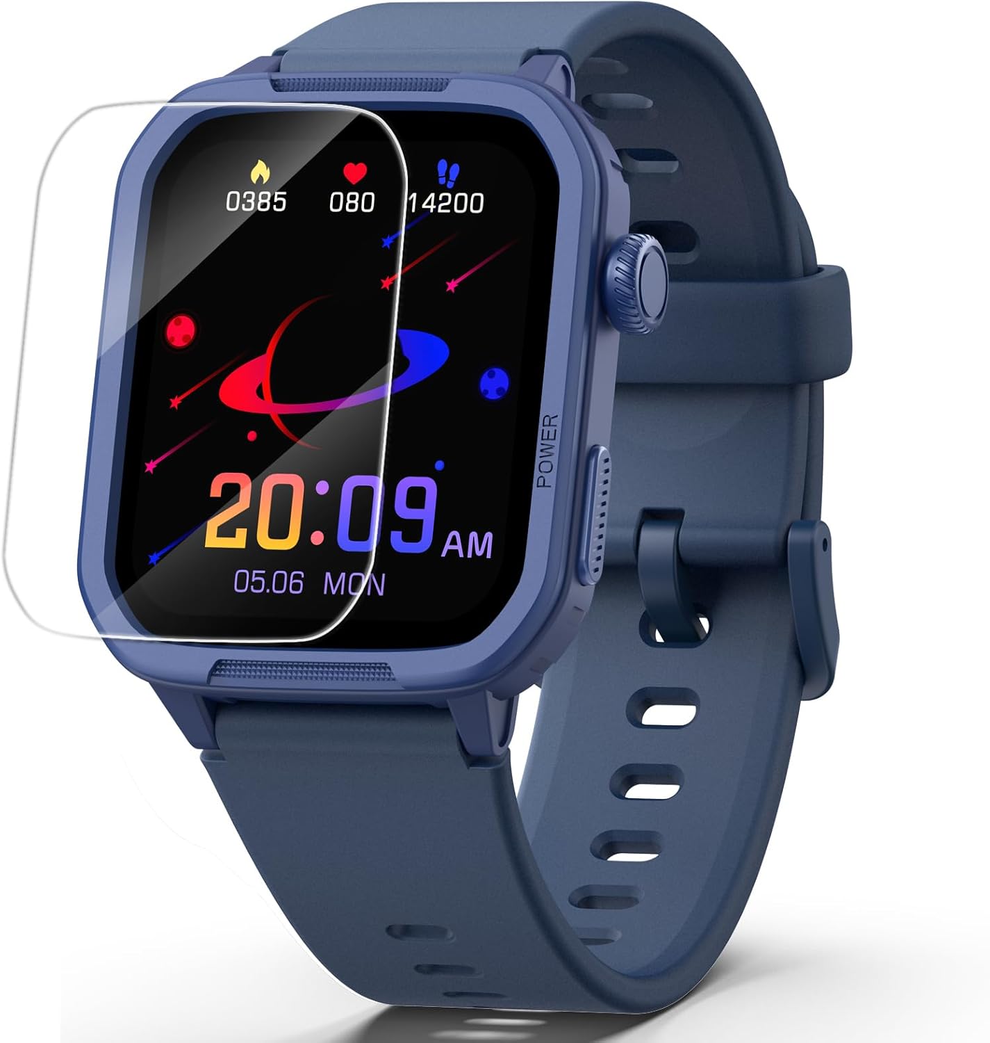 Smartwatch Kinder Fitness Tracker Uhr Digitale Fitnessuhr mit Schrittzähler, 24/7 Puls, IP68 Wasserdicht, Schlafmonitor, Wecker, Geschenk für Kinder Mädchen Jungen 6-16 (Blau)