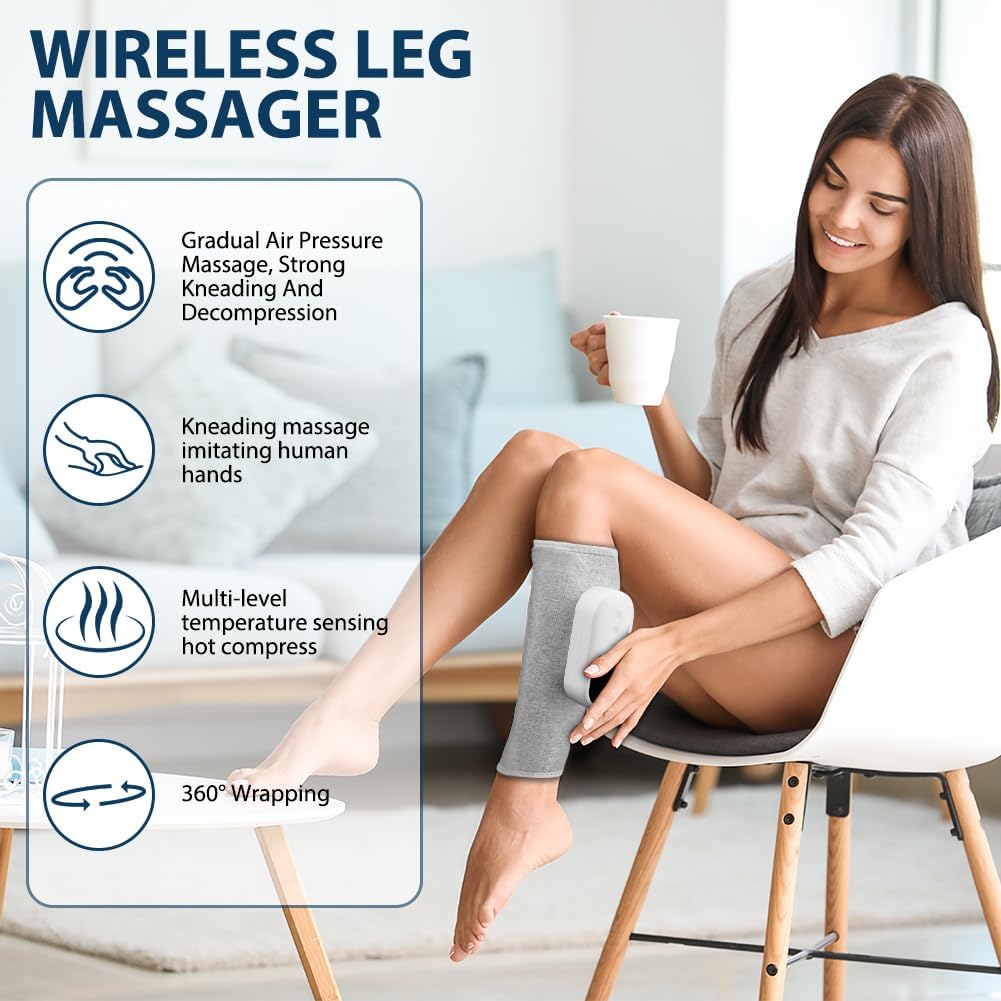 Wadenmassagegerät, Beinmassagegerät, Heißdruckmassagegerät für müde und verspannte Beine, Schmerzen und Durchblutung, Massagegeräte mit 3 Intensitäten und 3 Modi – Bild 8