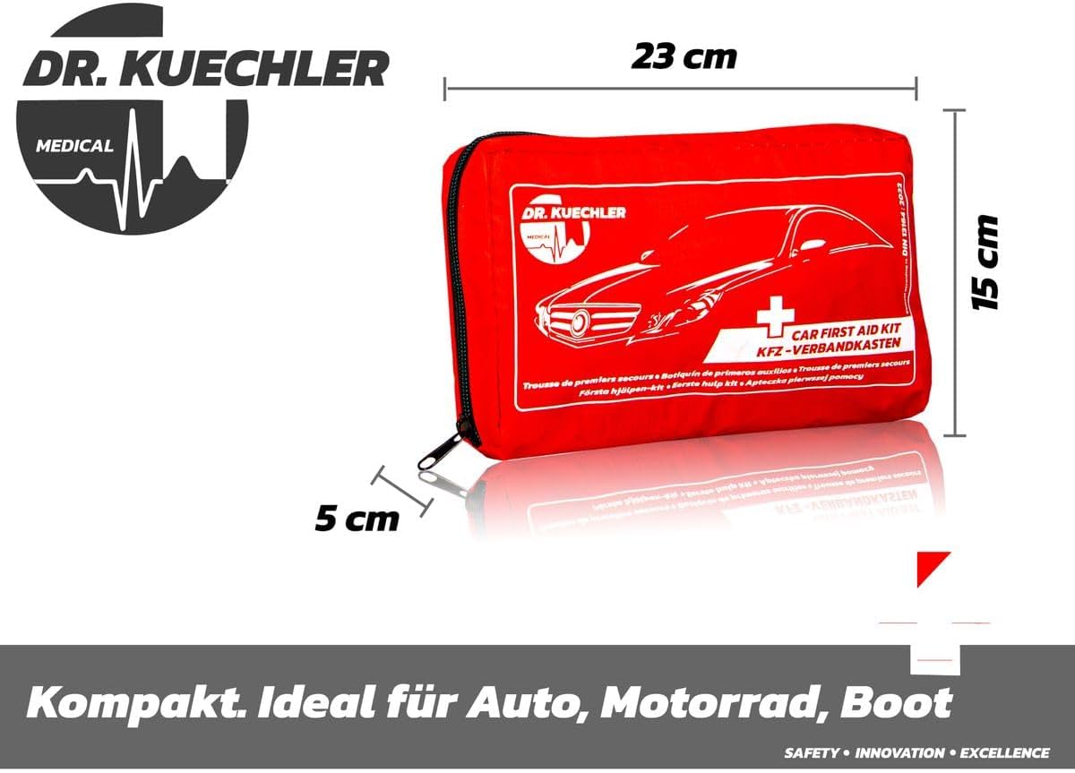 Hochwertige Auto-Verbandstasche, DIN-Norm 13164, 2026, Auto, Kfz-Verbandskasten, für TÜV-Prüfung, Kompletter Verbandskasten Auto, Farbe Verbandskasten: Rot – Bild 3