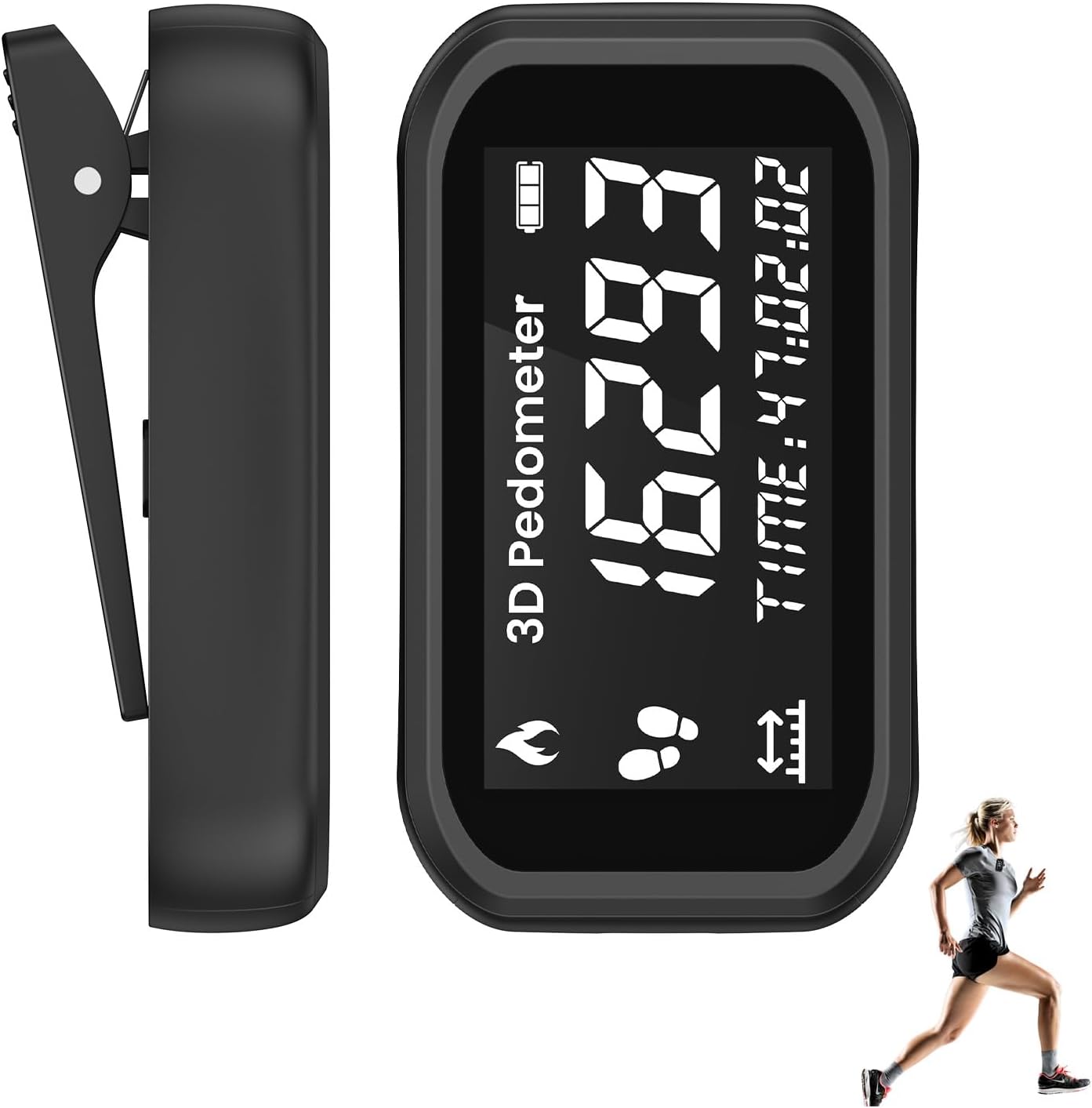 3D Schrittzähler Clips, ORIA Pedometer Schrittzähler, Einfacher Fitness Tracker Fußgelenk Rollator wasserdichter Kalorienzähler für Senioren Damen Kinder, Lanyard,Uhr, Ohne App und Handy,Hosentasche