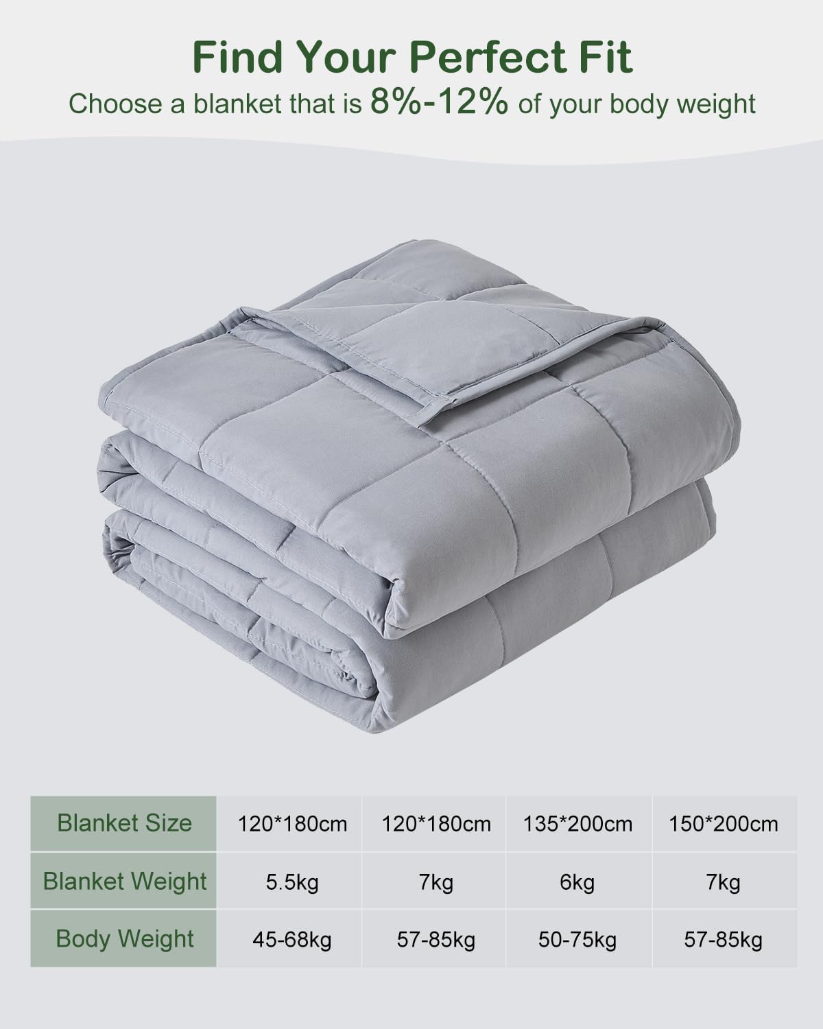 Sivio Gewichtsdecke für Erwachsene 6 kg, atmungsaktive Gewichtsdecke, weiches Material mit Glasperlen für alle Jahreszeiten, Schlafsofa, 135 x 200 cm, Grau – Bild 7