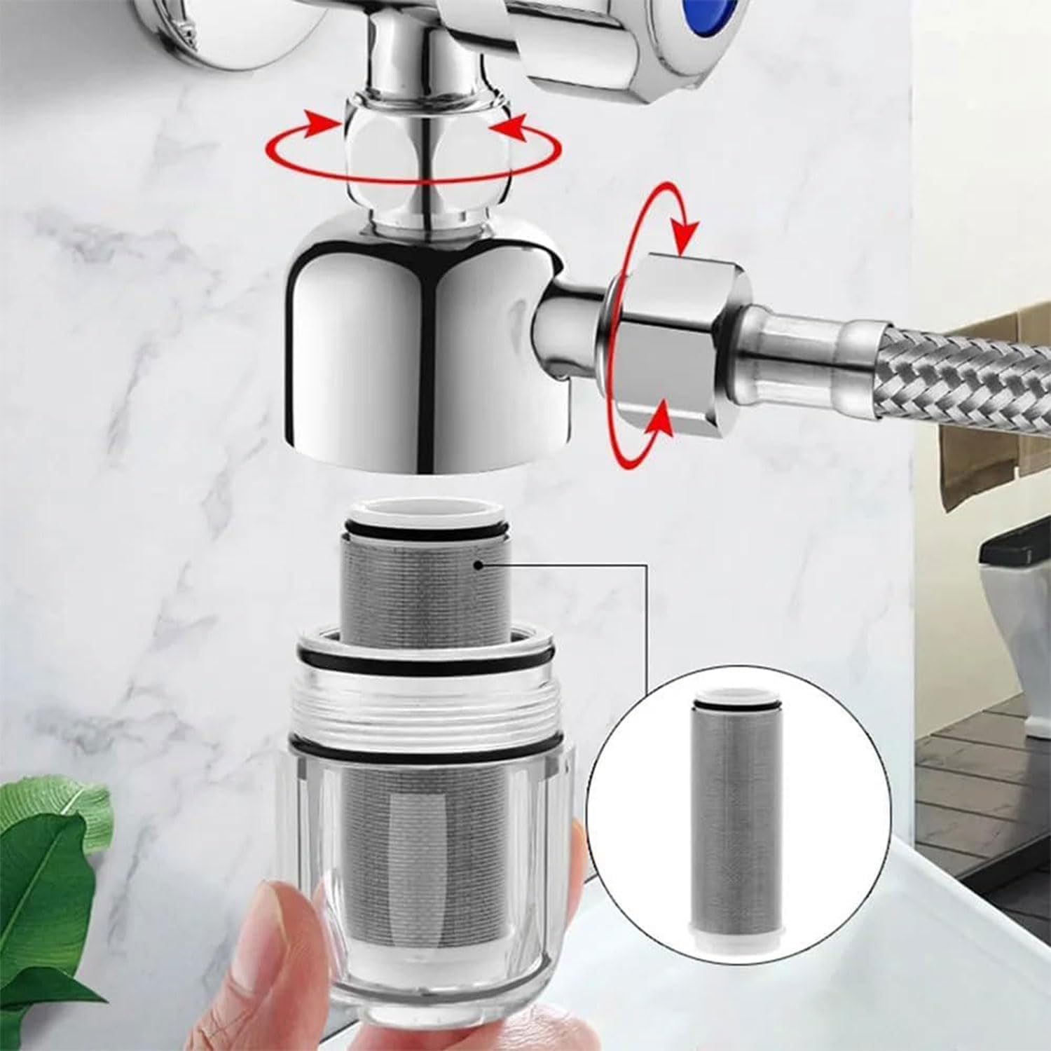2 Stück Wasserfilter Dusche, Wassersystem-Vorfilter, wiederverwendbarer Filter, 1/2 Zoll Warmwasserbereiterfilter, filtert effektiv Verunreinigungen im Wasser, Duschkalkfilter für Wasserhahn – Bild 5
