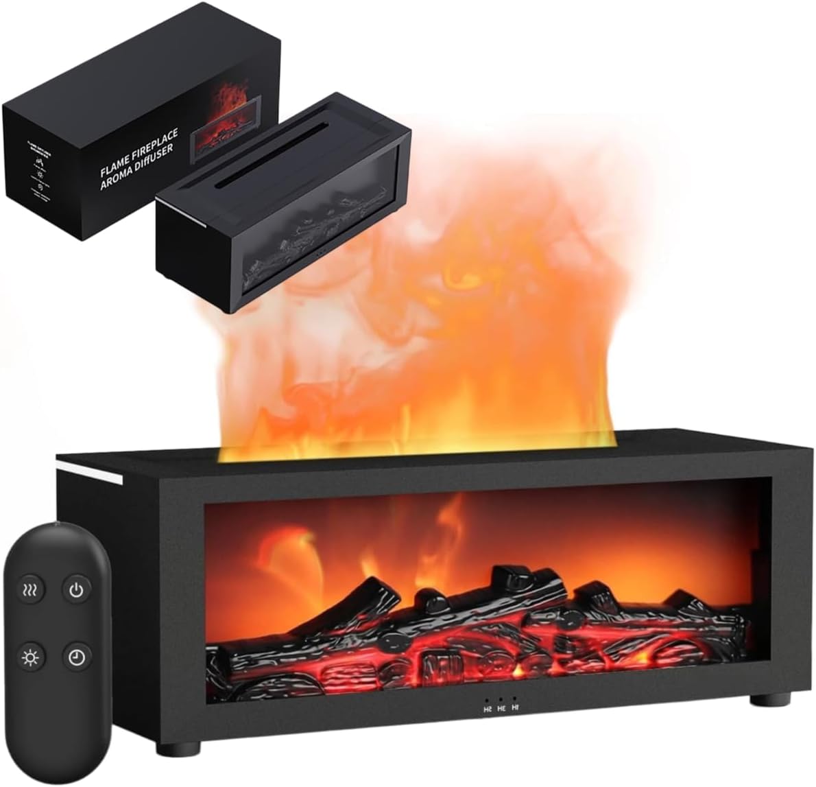 Luftbefeuchter Kamin, Flammen-Aroma-Diffusor, 150 ml Diffusor für ätherische Öle mit Fernbedienung und 7-Farben-LED-Beleuchtung, automatische Abschaltung, Timer für Zuhause, Büro, Schlafzimmer, Geschenk