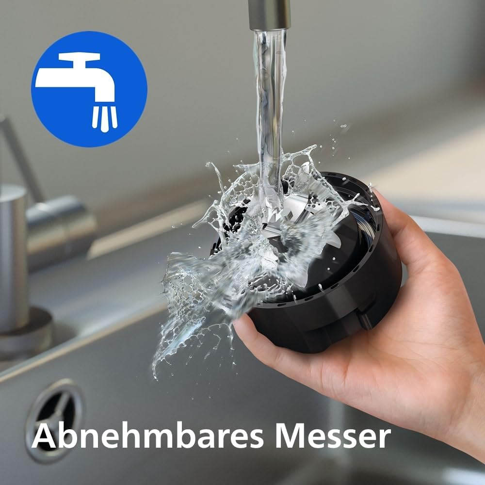 Philips Blend & Go 3000 Series Mini-Smoothie-Mixer – 350 W, 0,6 l Becher, abnehmbares 4-Sterne-Messer, 2 Geschwindigkeiten, spülmaschinenfest, ProBlend-Technologie, kompakt, Silber (HR2671/00) – Bild 5